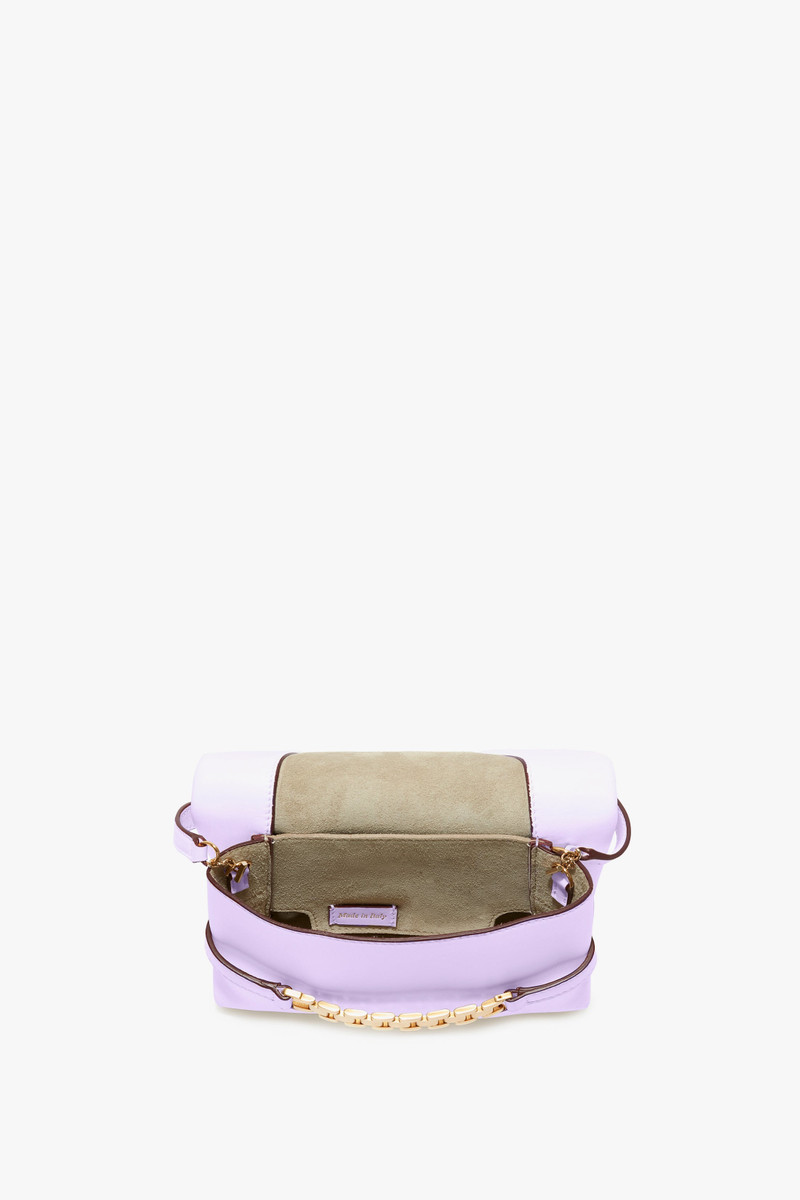 EXCLUSIVE Mini Chain Pouch With Long Strap In Lilac Leather 6