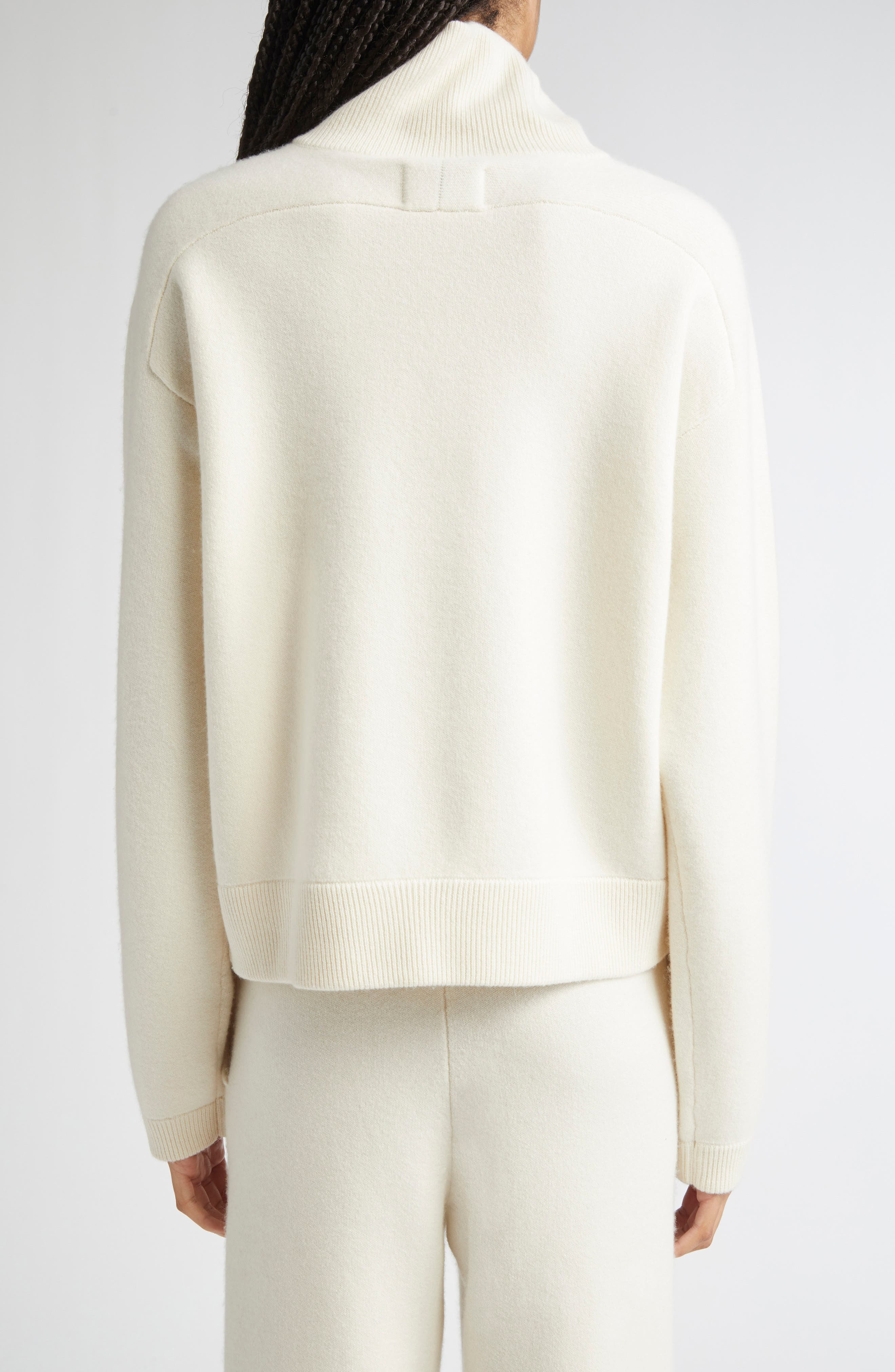 LOULOU DE SAISON Dries Stand Collar Cashmere Half Zip Sweater in Ivory at Nordstrom - 3