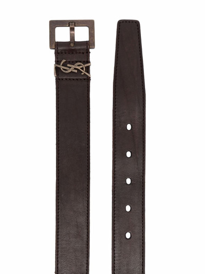SAINT LAURENT monogram logo leather belt outlook