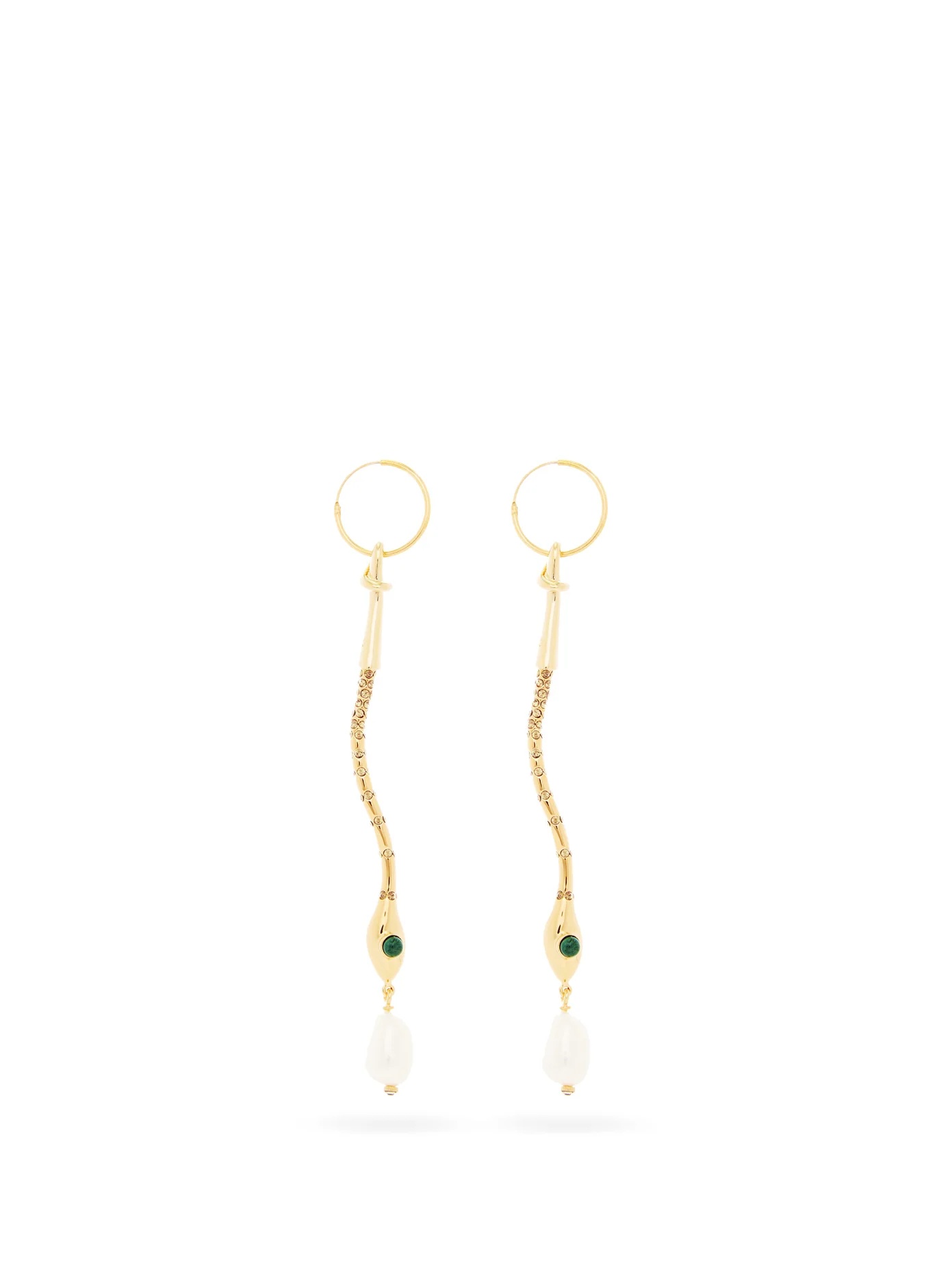 Crystal-embellished snake drop earrings - 1