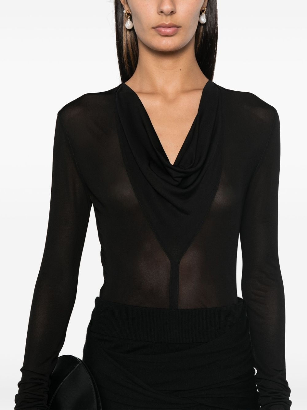 draped V-neck top - 5