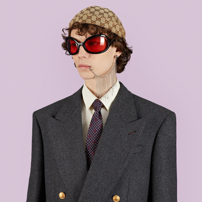 Round Interlocking G silk tie 3