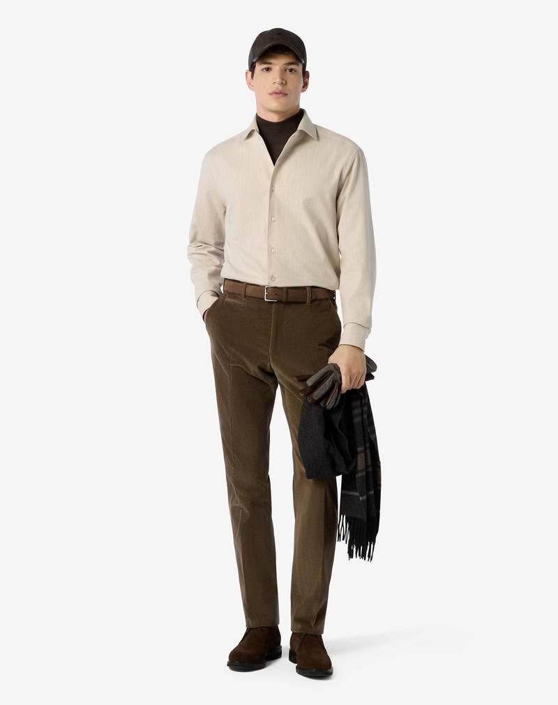 CORNELIANI Brown 1500-striped stretch cotton corduroy trousers outlook