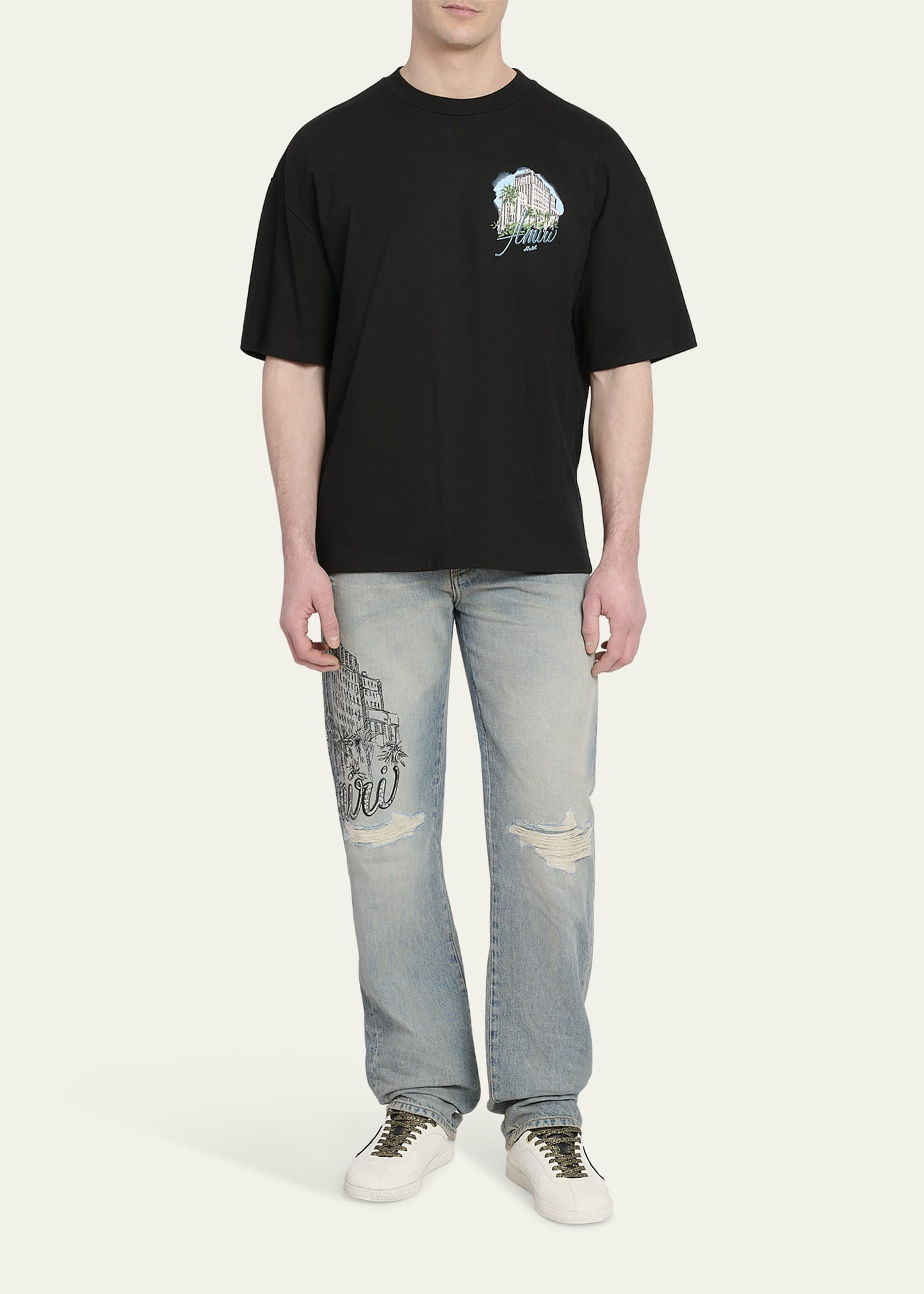 Men's Jersey Amiri Hotel Oversized Fit T-Shirt - 2
