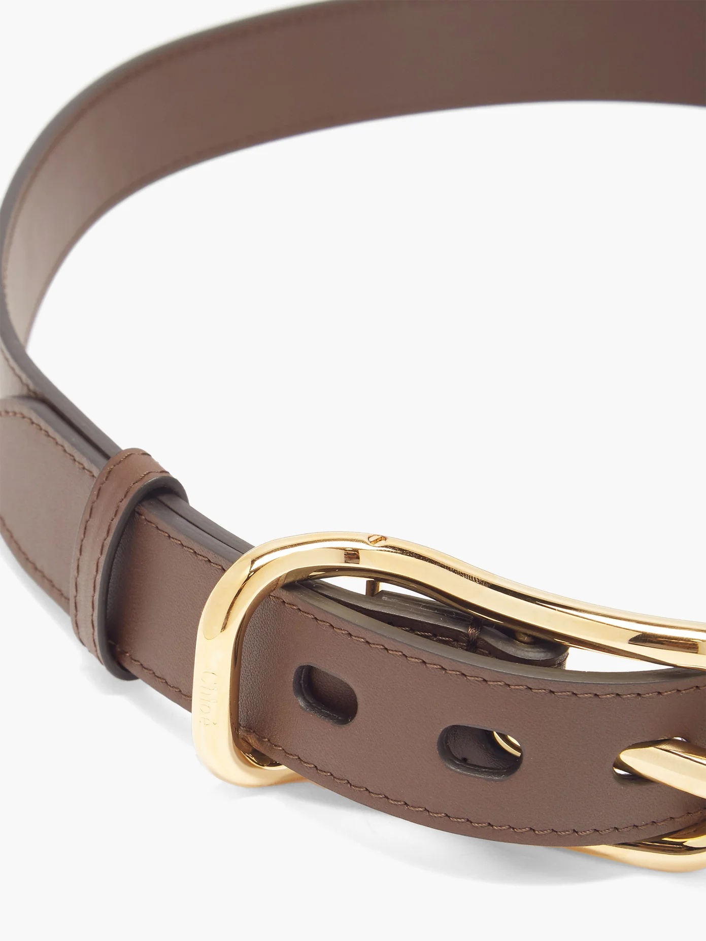 Logo-engraved leather belt - 3