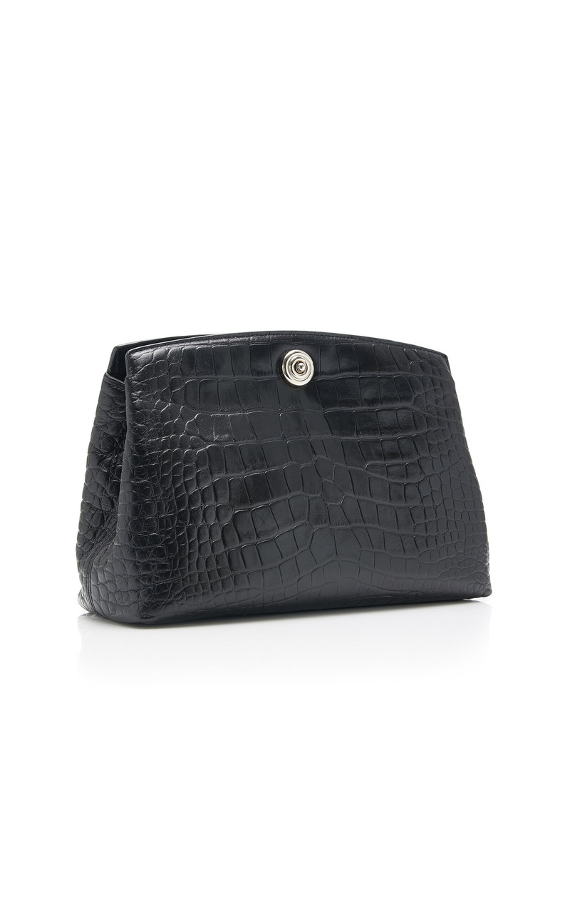 Pushlock Croc-Embossed Leather Clutch 3