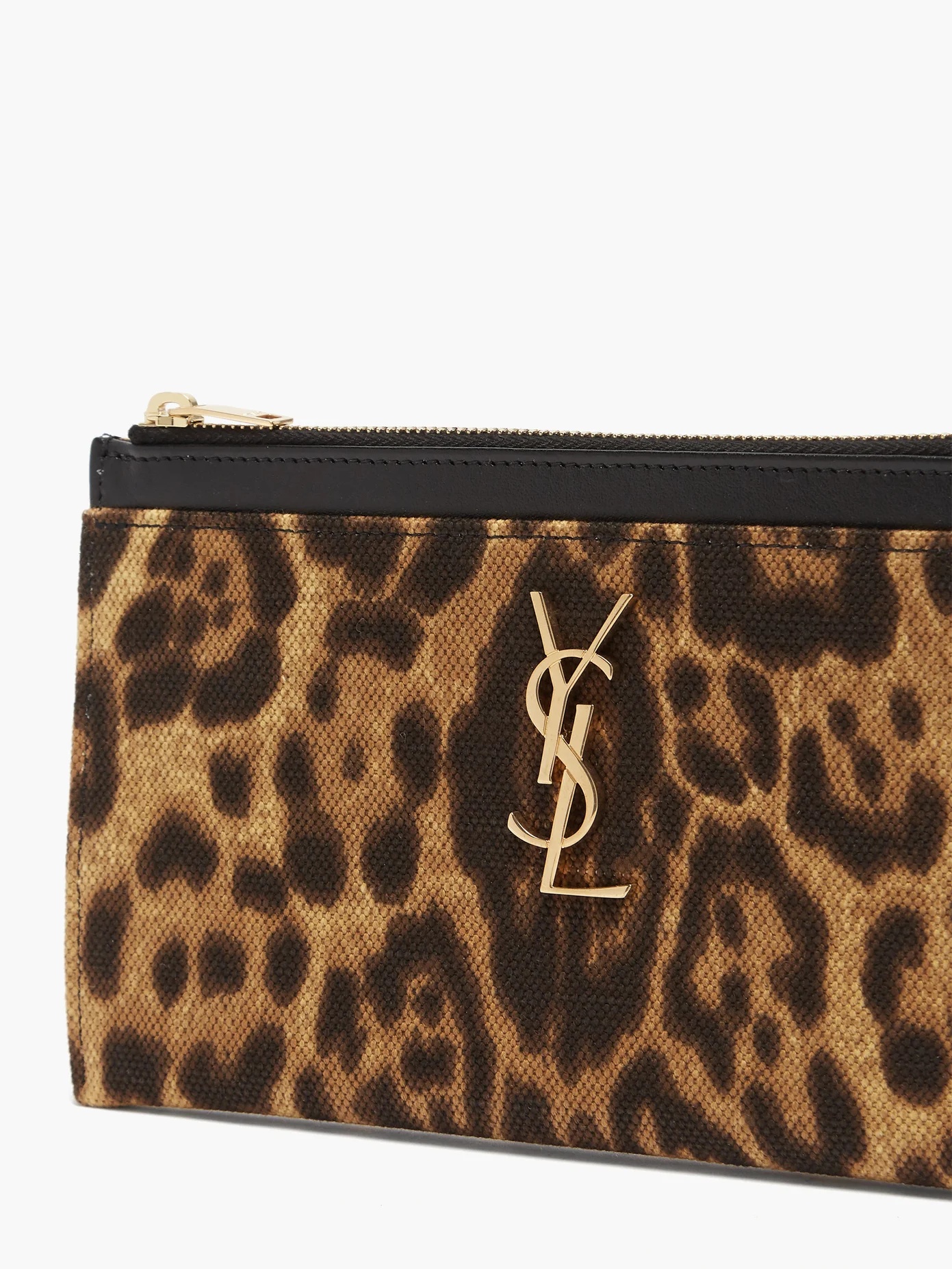 YSL-plaque leopard-print canvas pouch - 5