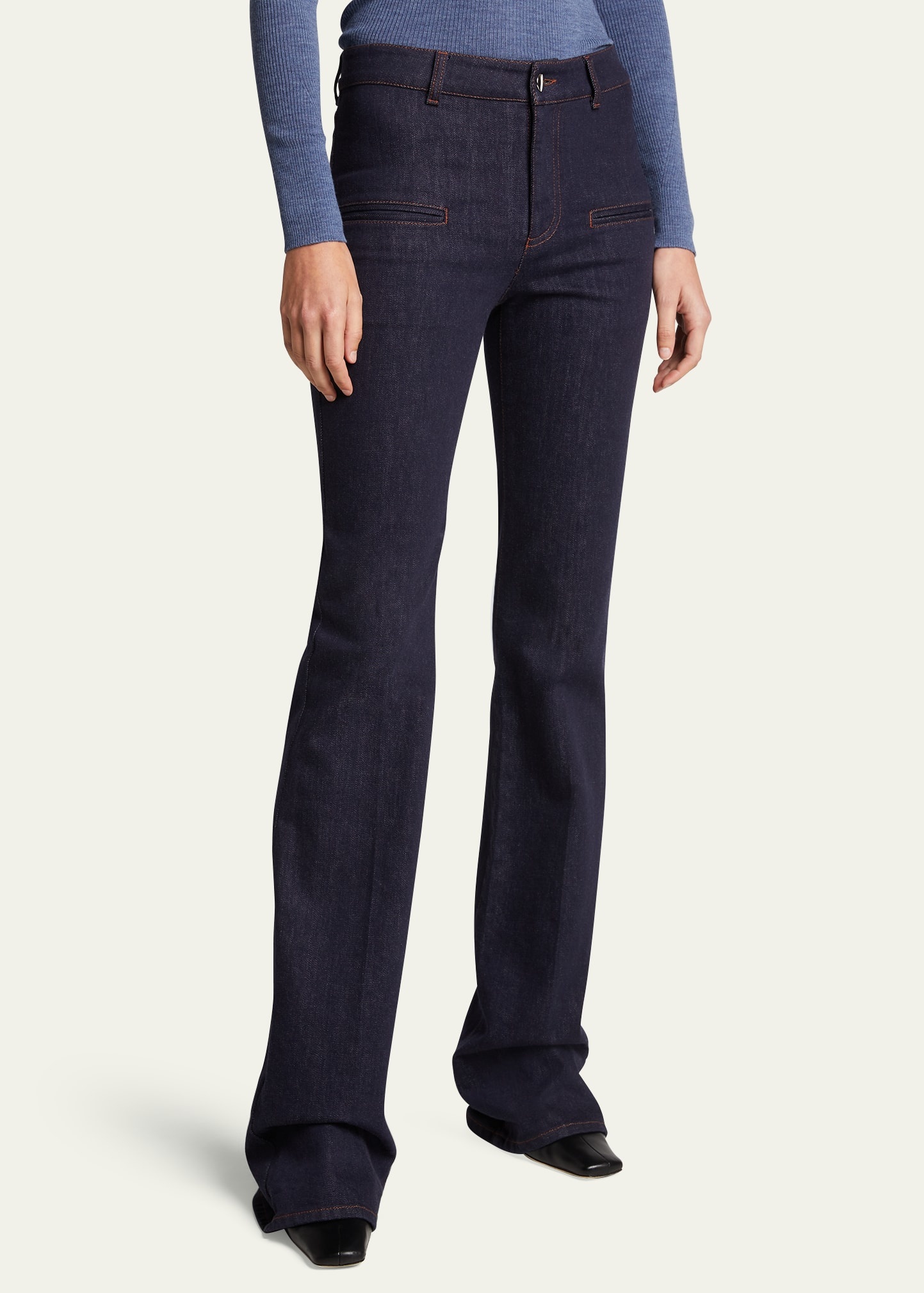 Flared Denim Pants - 4