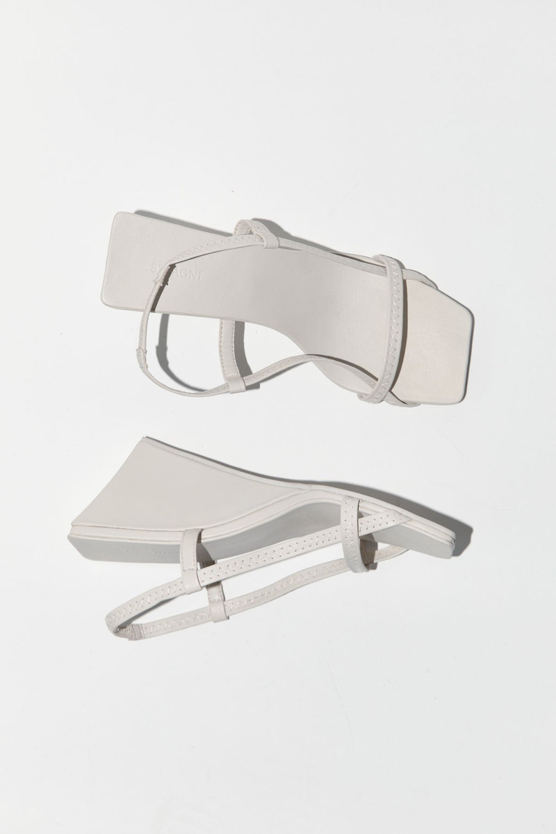 ST. AGNI Fine Strap Sling Back Wedge - Cool White outlook