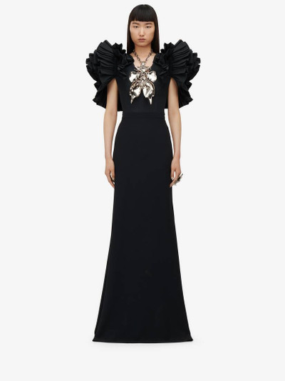 Alexander McQueen Women's Exploded Shoulder Evening Dress in Black outlook