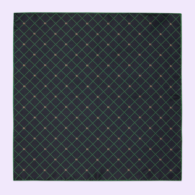 Double G and check silk pocket square 1