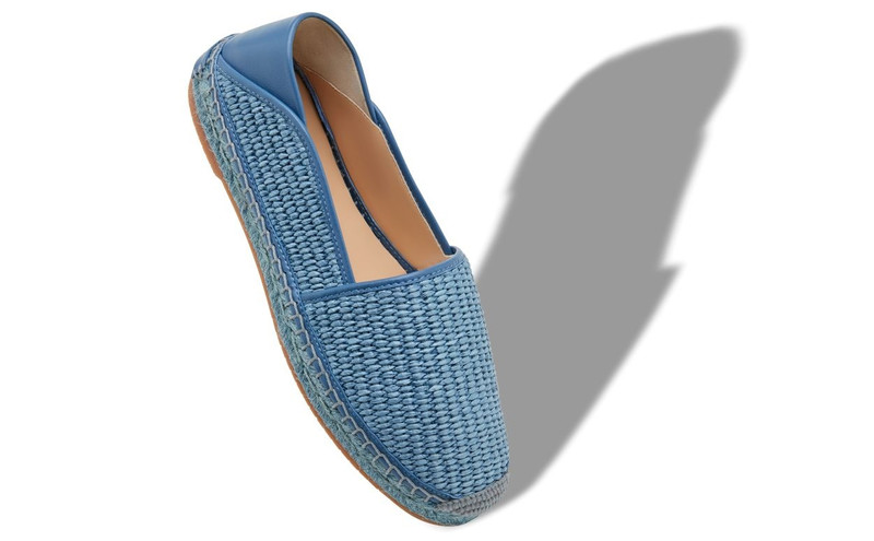 Manolo Blahnik Light Blue Raffia Espadrilles outlook