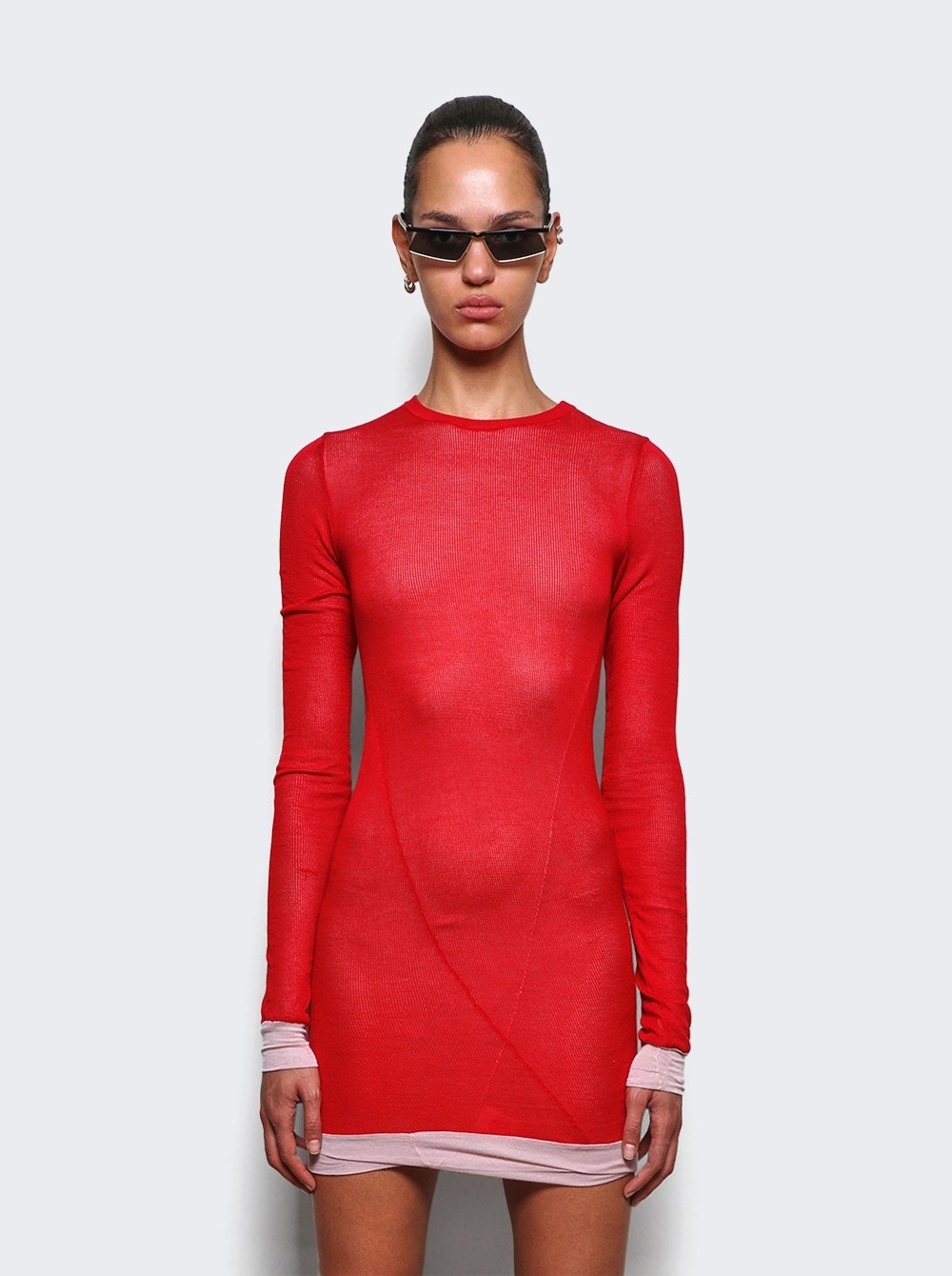 Long Sleeve Mini Dress Red And Pink - 3