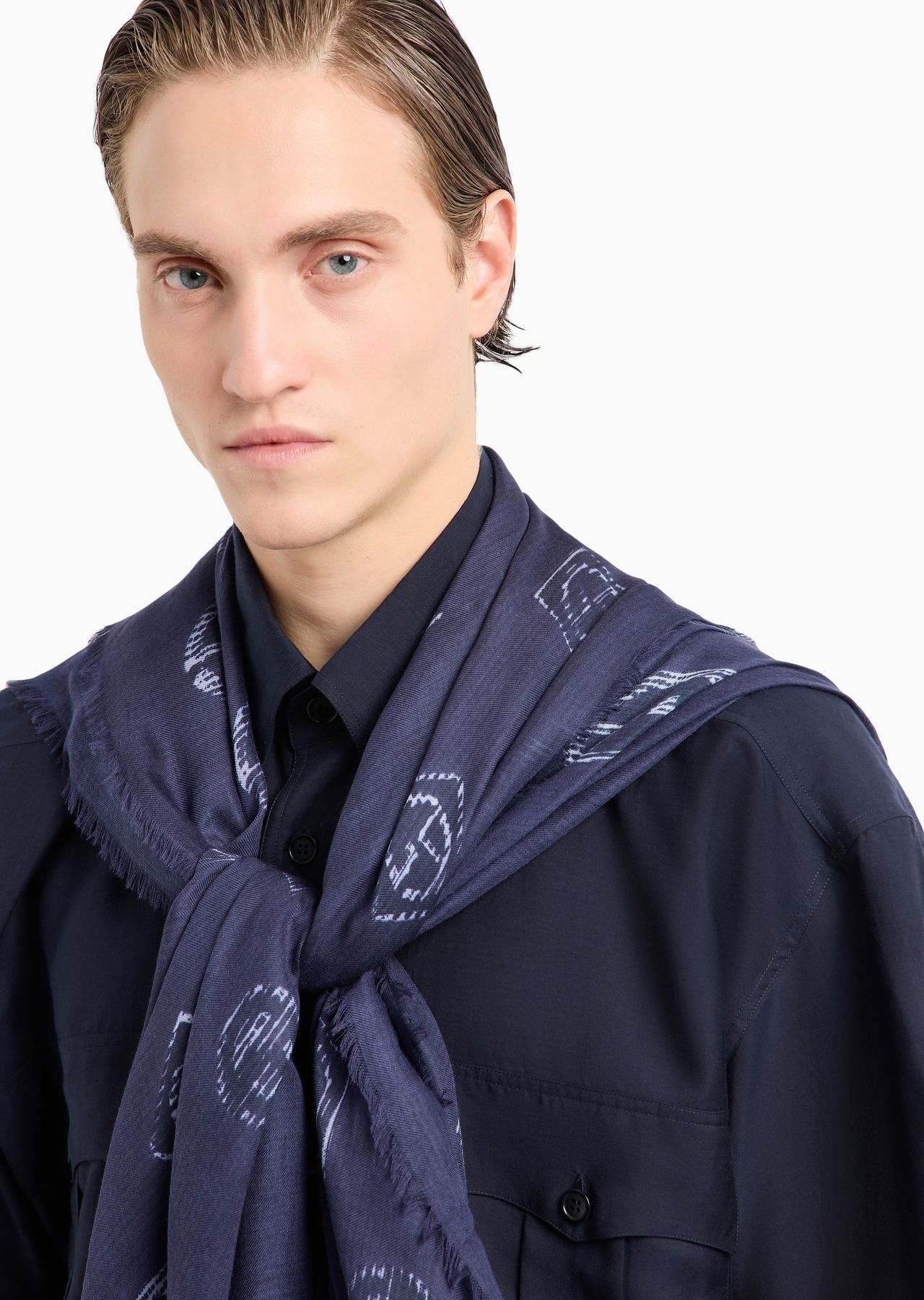 Jacquard cashmere and modal foulard - 3