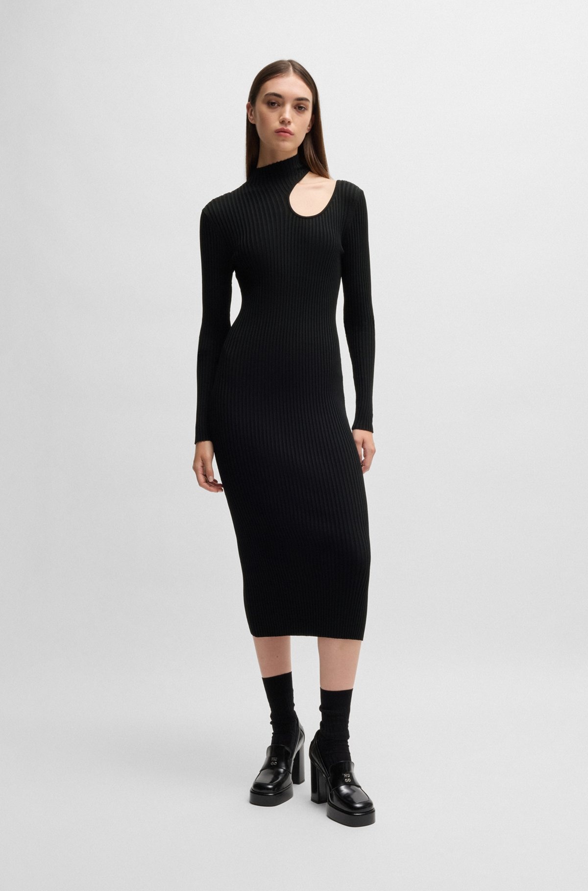 MOCK-NECK TUBE DRESS WITH CUT-OUT DETAIL - 2