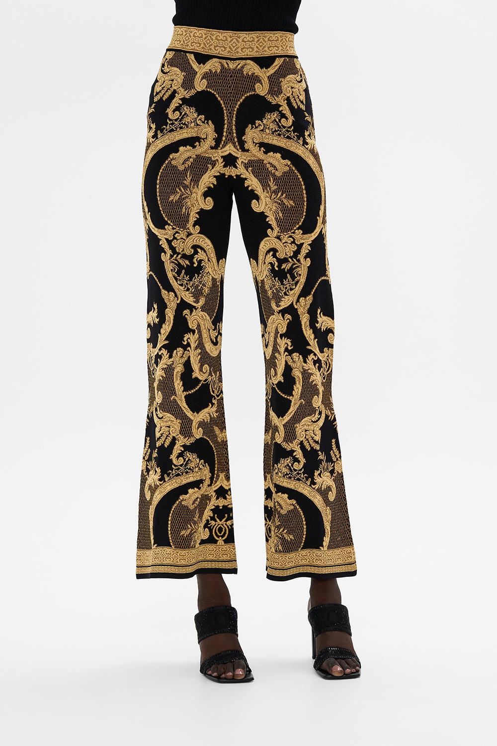 FLARED JACQUARD KNIT PANT - 5