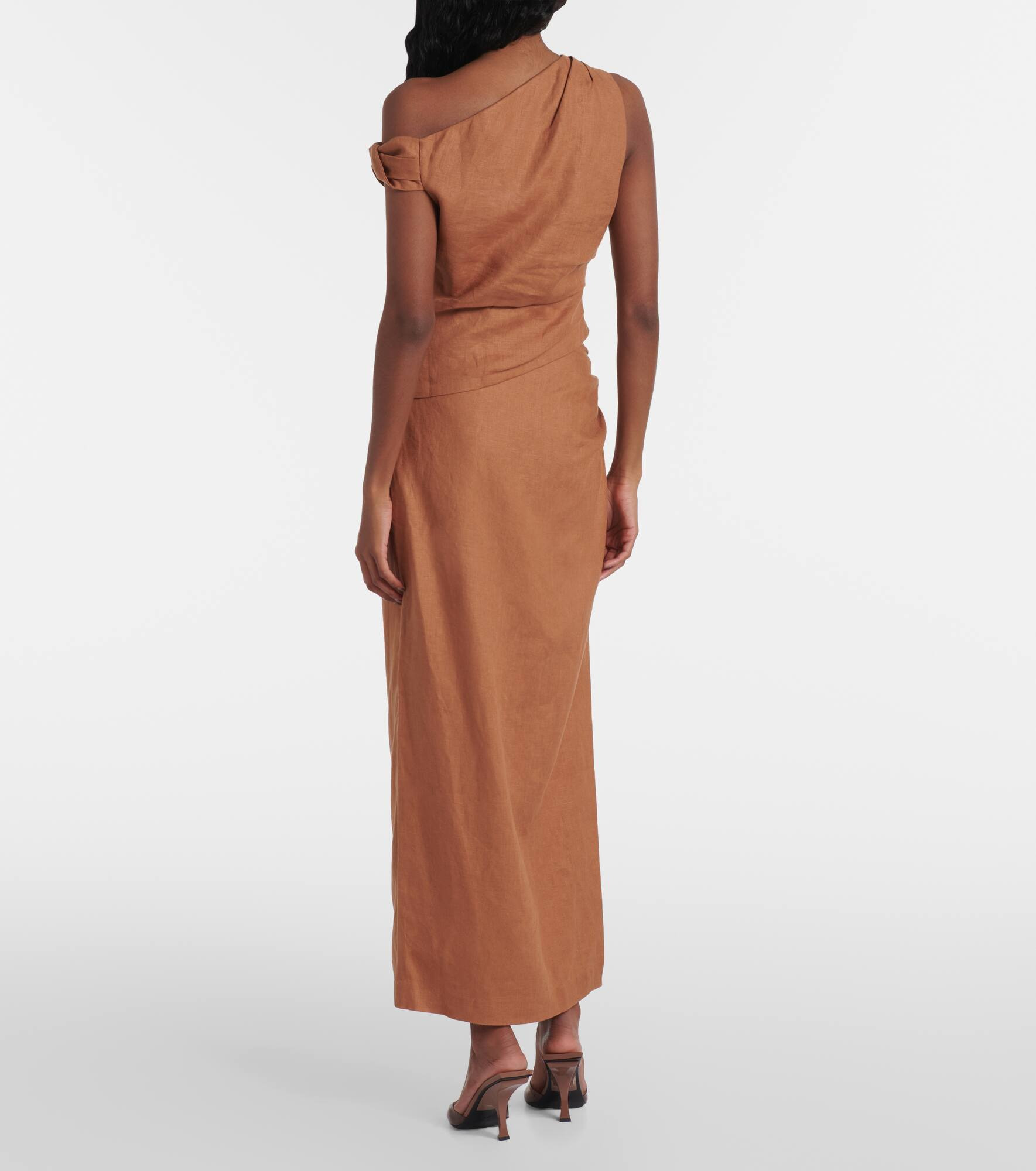 Asymmetric draped linen top - 3