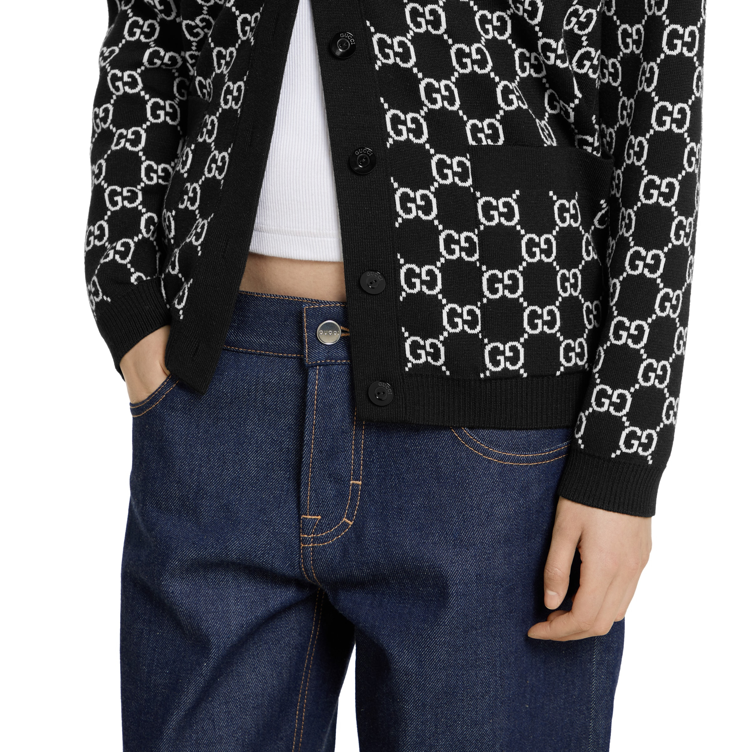 Reversible GG wool jacquard cardigan - 5