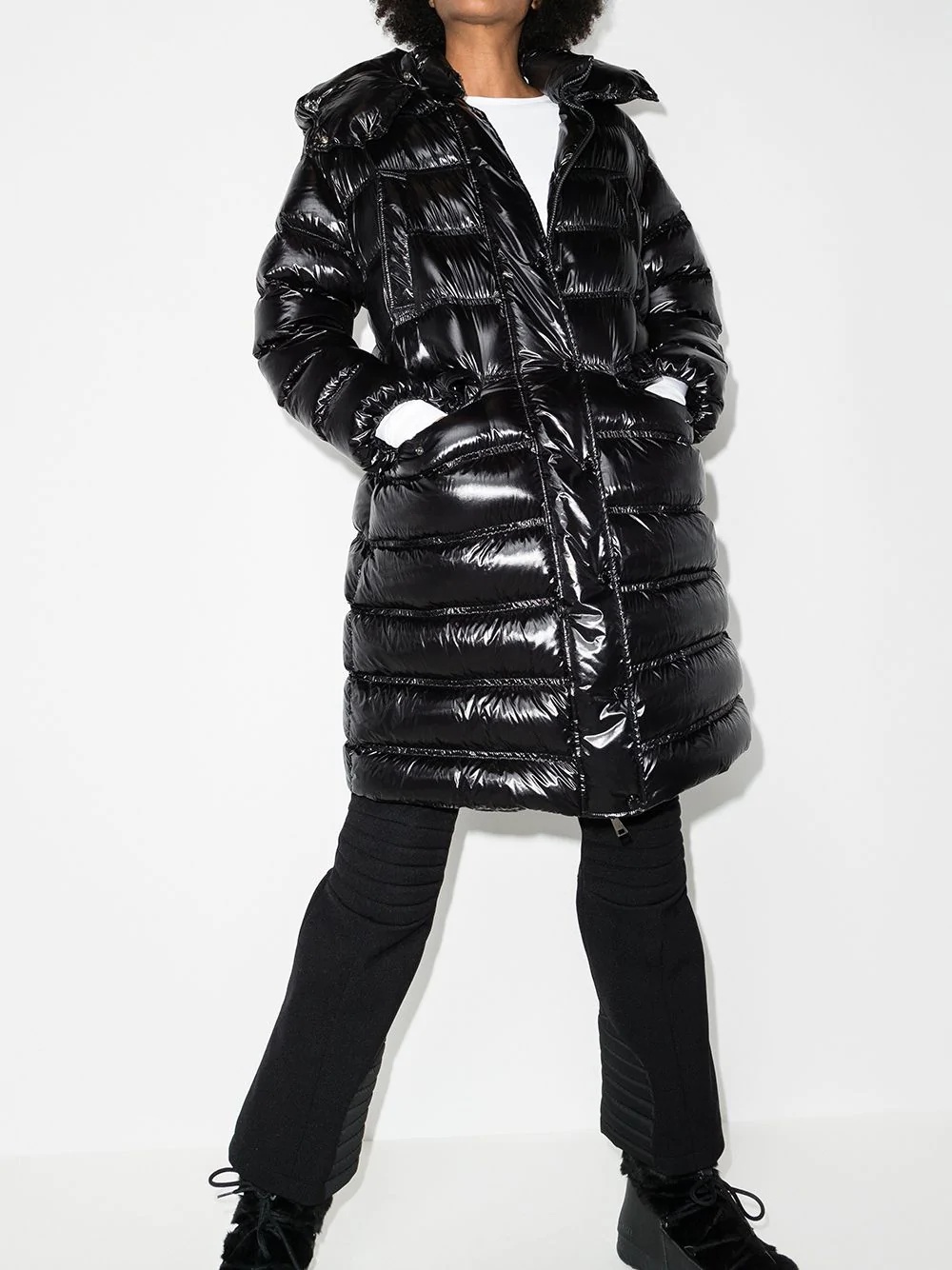 high-shine hooded padded coat - 2