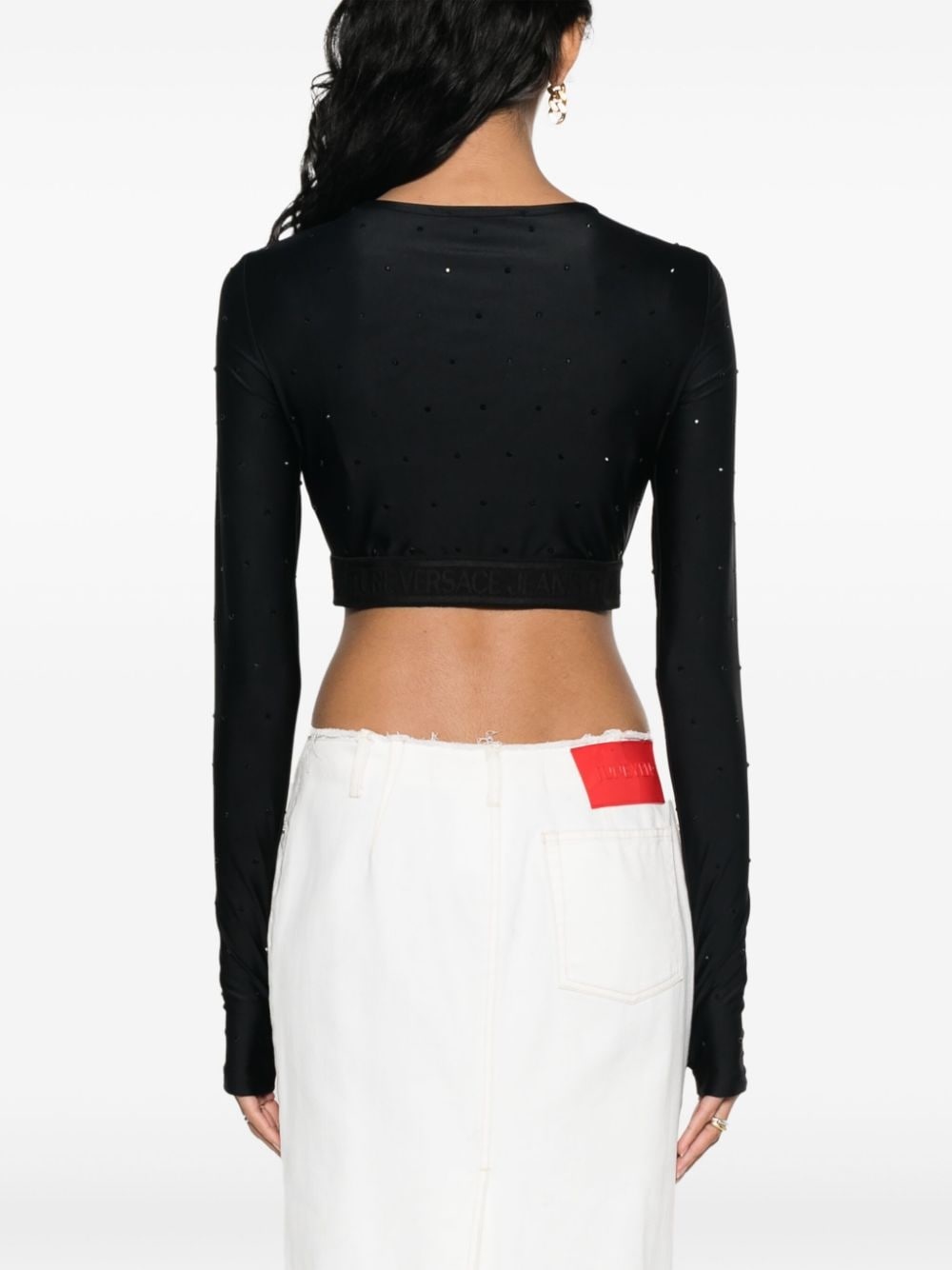 crystal-embellished crop top - 4
