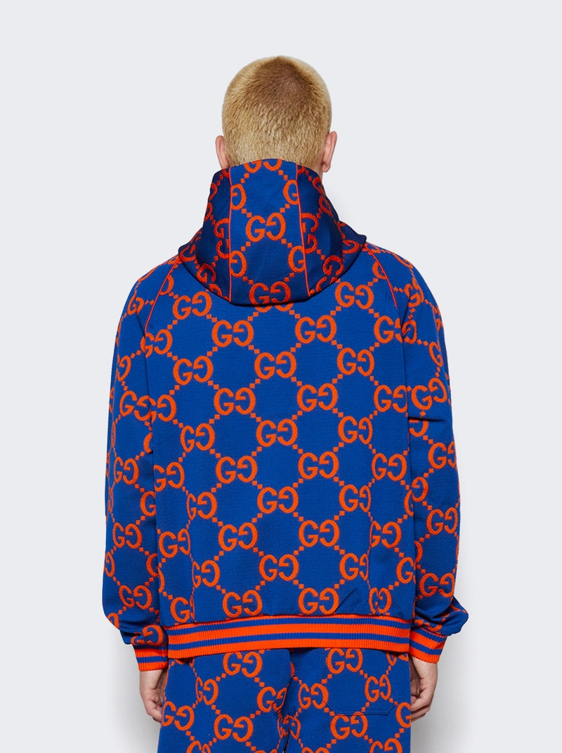 GG Cotton Jacquard Zip Jacket Blue and Orange 5