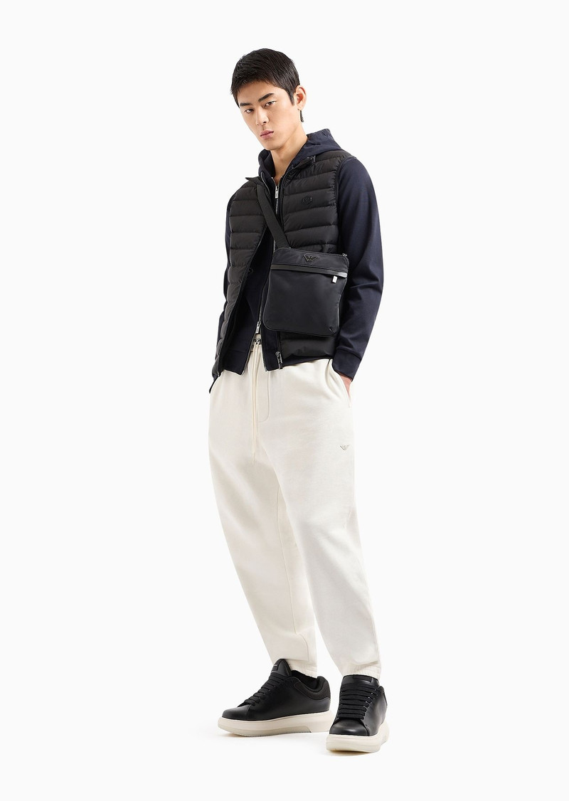 EMPORIO ARMANI Hooded, zipped, Ponte-di-Roma sweatshirt outlook