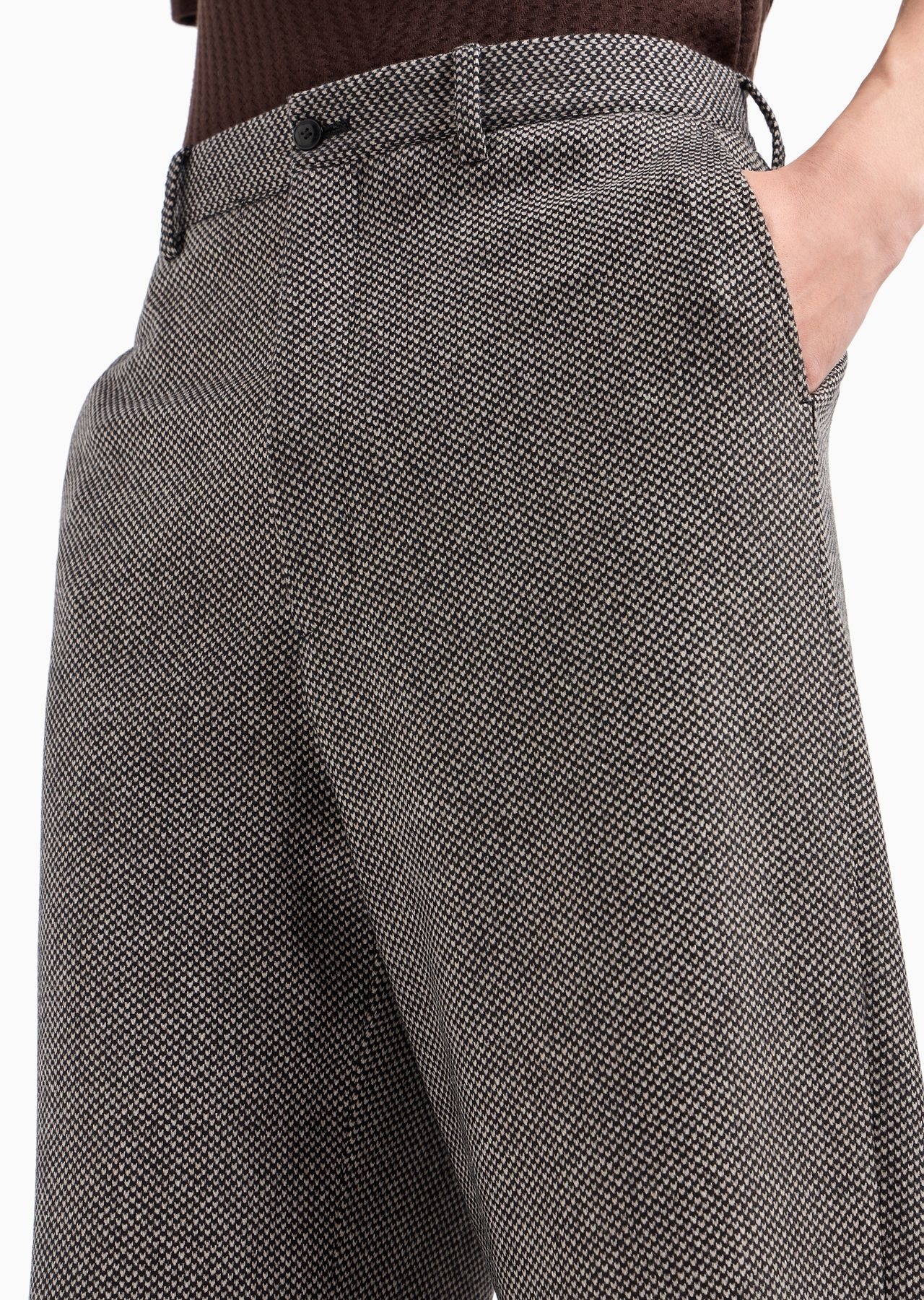 Virgin wool and cashmere jacquard flat-front trousers - 5