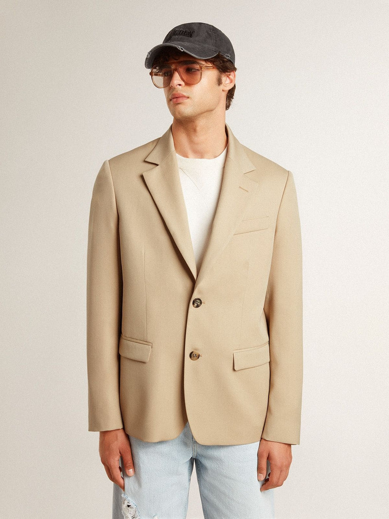 Golden Goose Single-breasted blazer in sand with horn buttons outlook