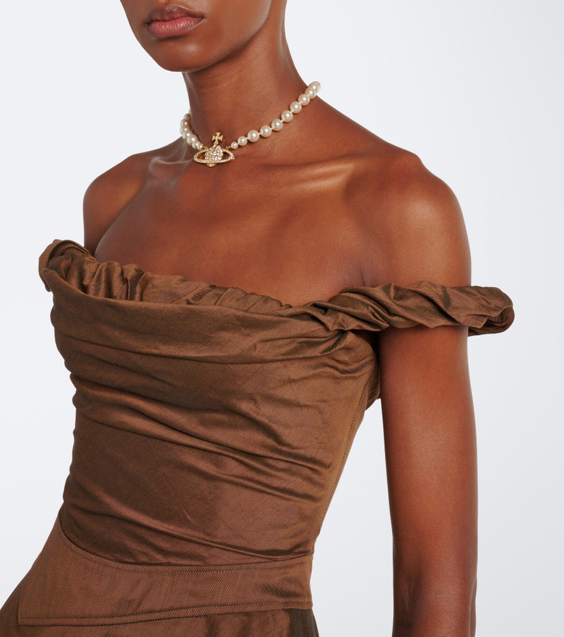 Chichi draped cotton-blend bustier dress 4
