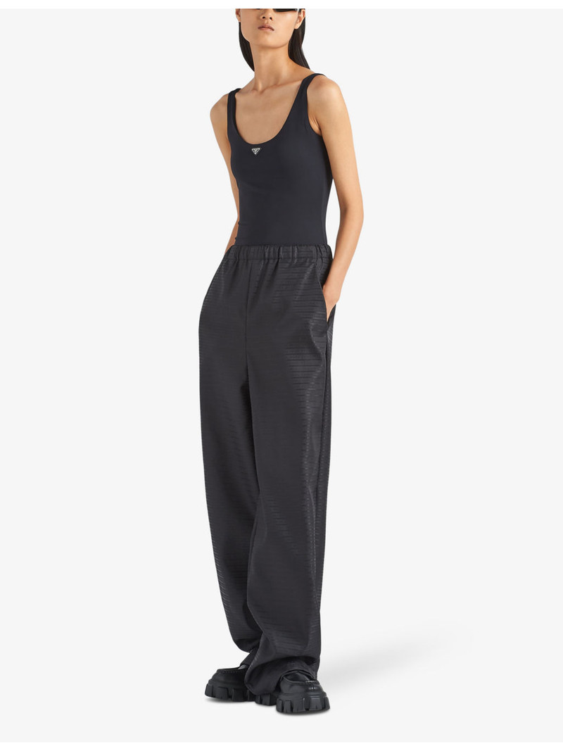 Prada Brand-plaque fitted stretch recycled-nylon body outlook