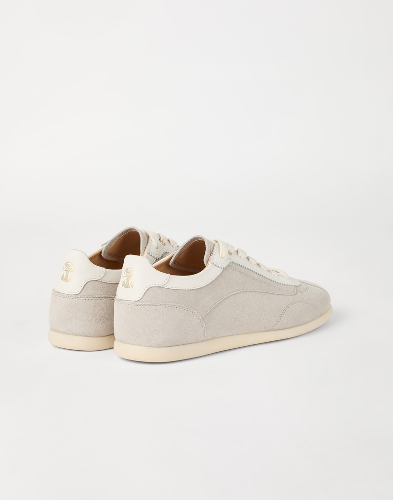 Brunello Cucinelli Washed suede sneakers with slim outsole outlook
