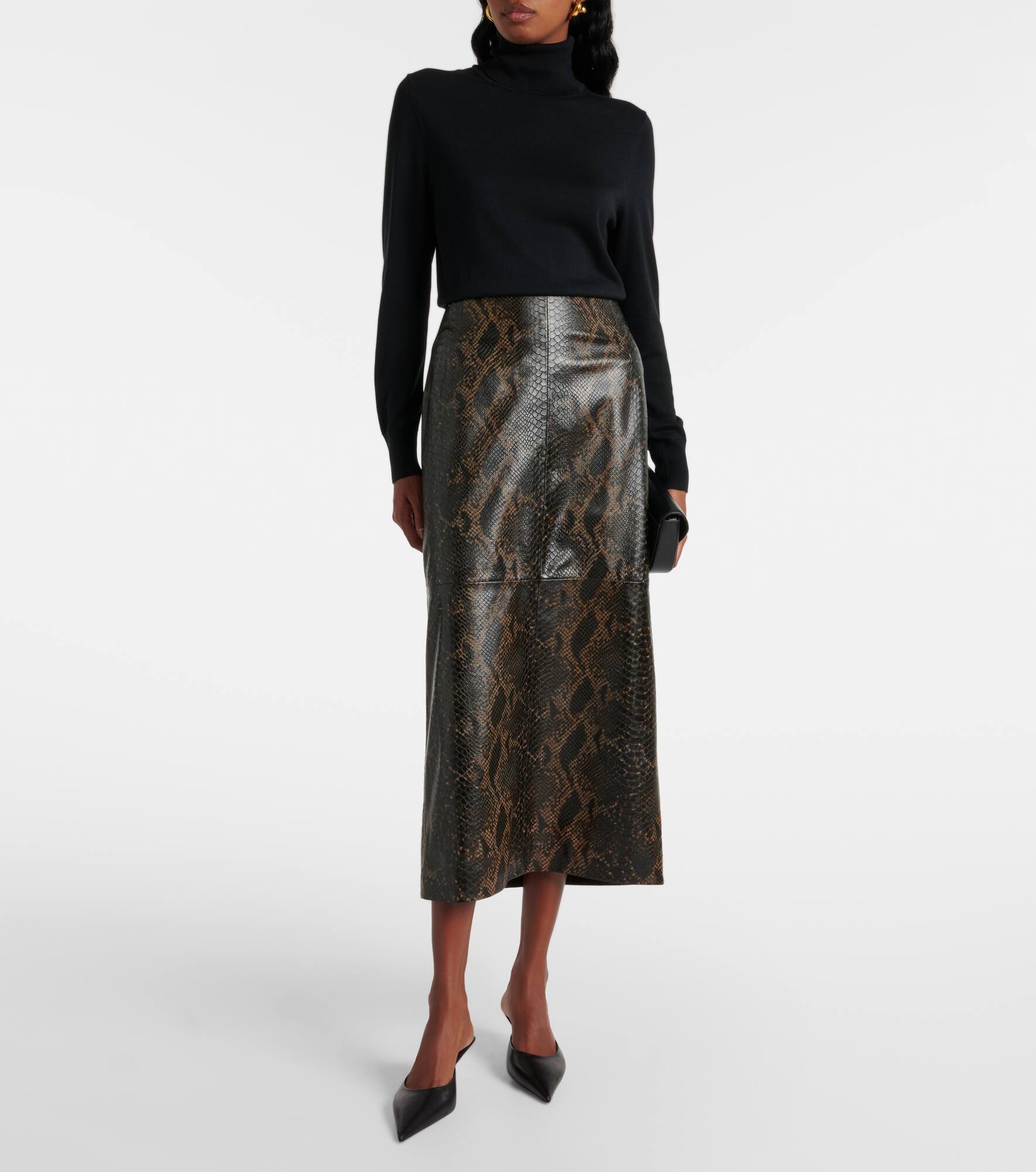 Elyse snake-effect leather maxi skirt - 6