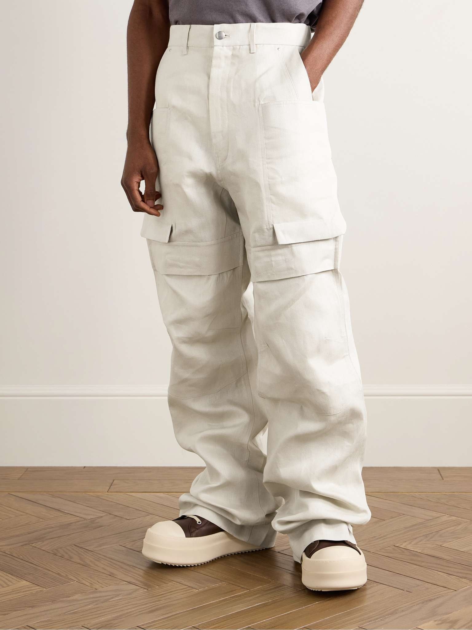 Stefan Wide-Leg Linen Cargo Trousers - 3