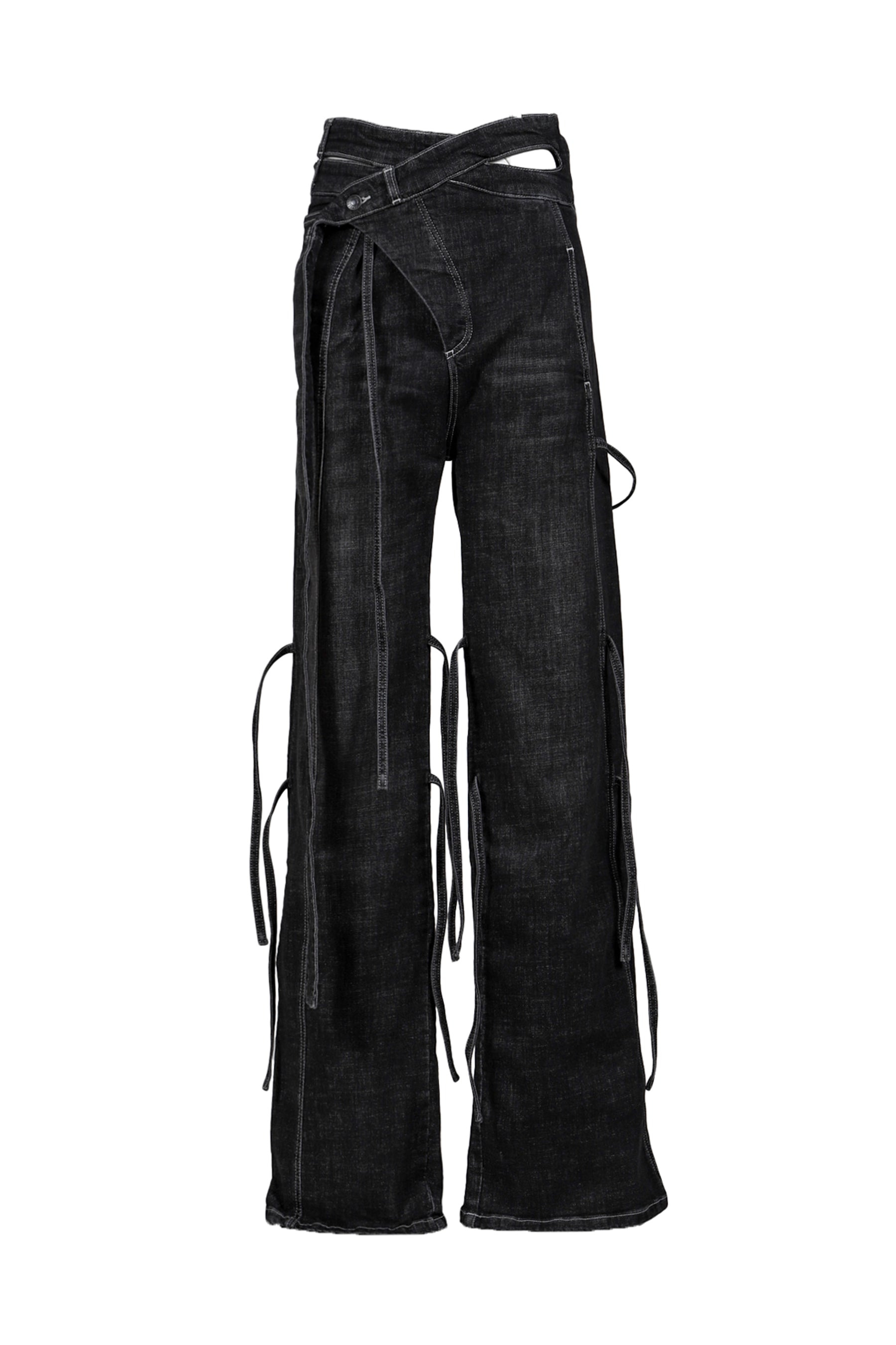 STRAPPY SIGNATURE WRAP JEANS / BLK - 5