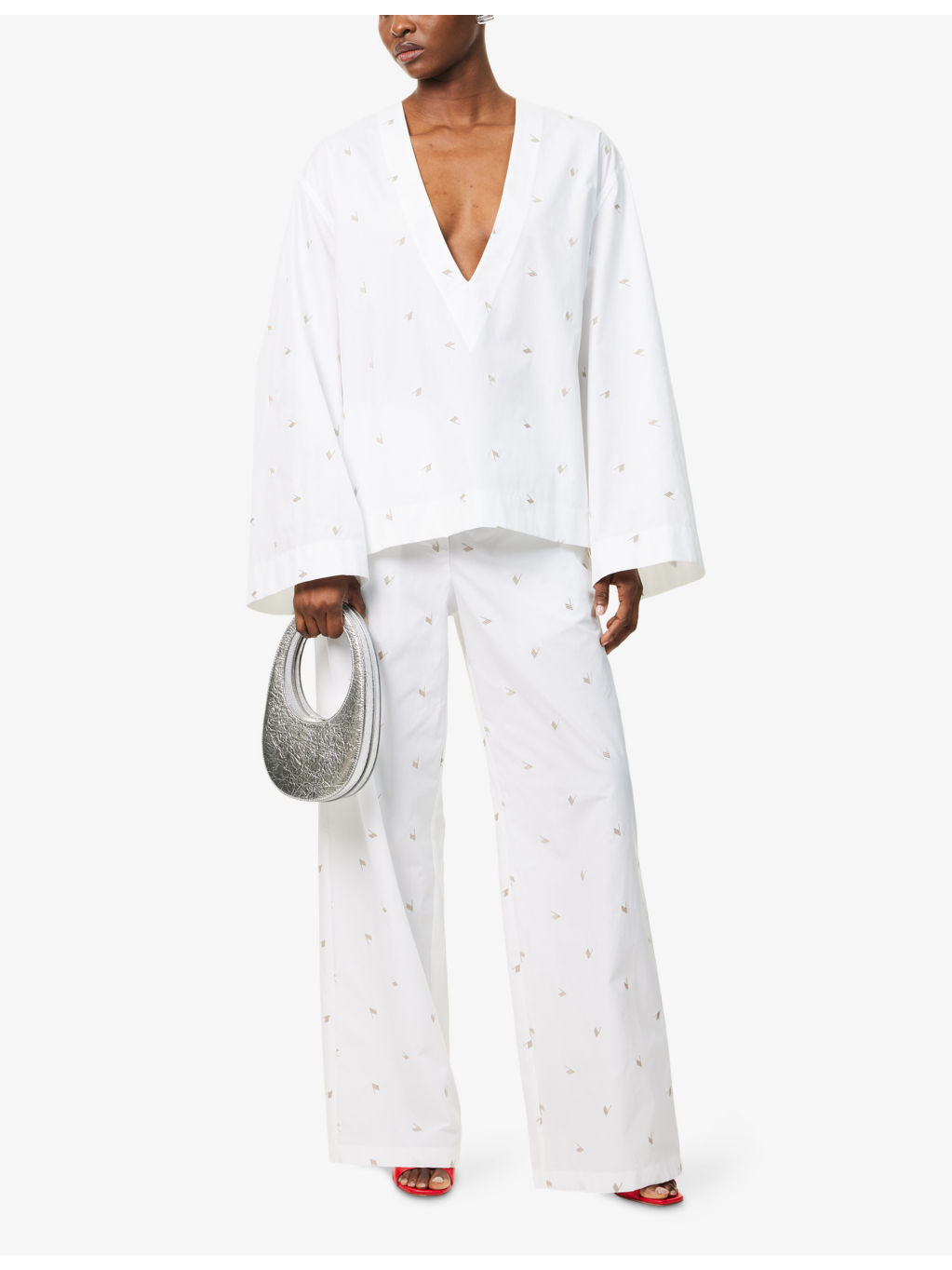 Monogram Straight-Leg Cotton-Blend Trousers - 2