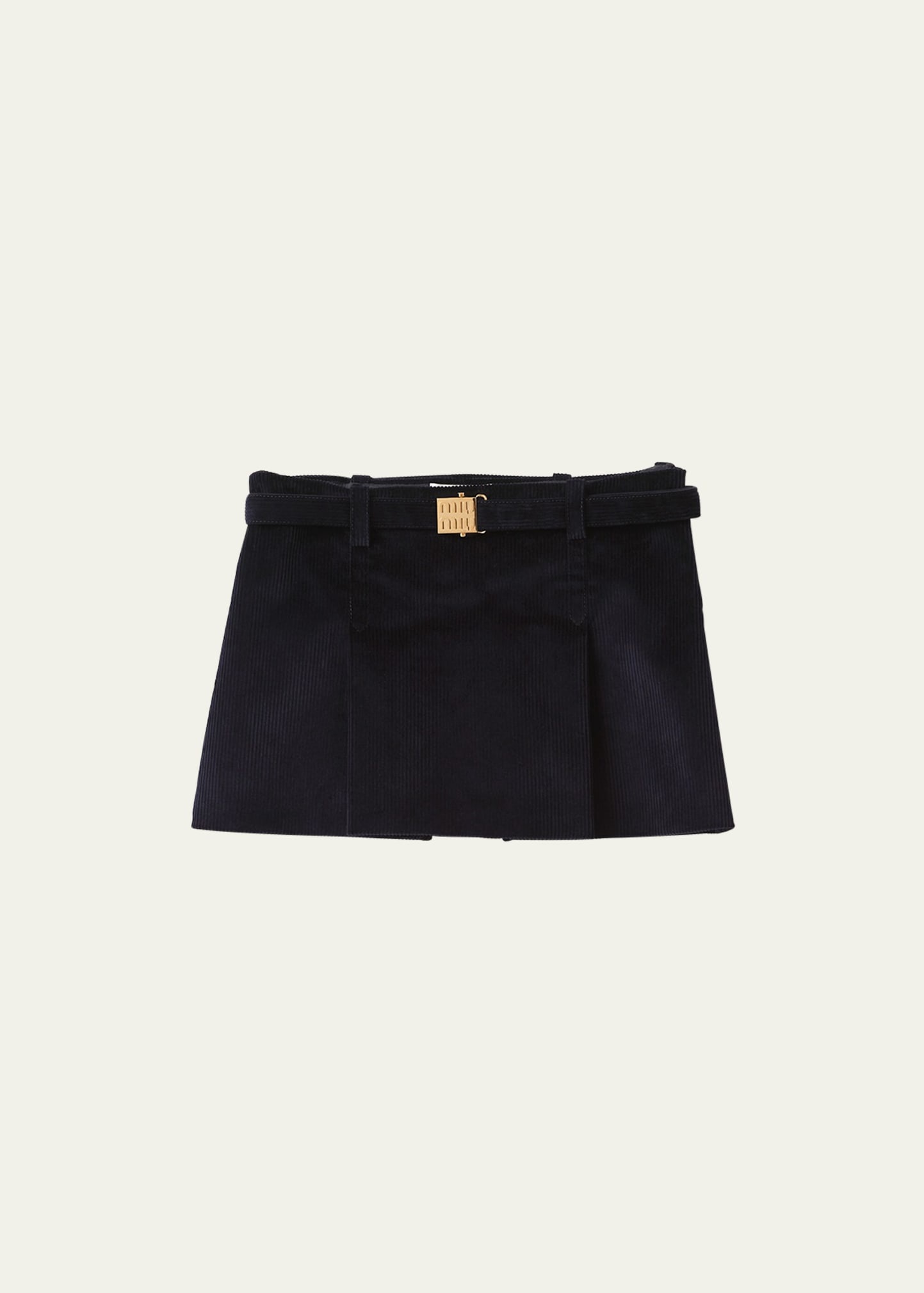 Velour Mini Skirt with Logo Buckle - 1