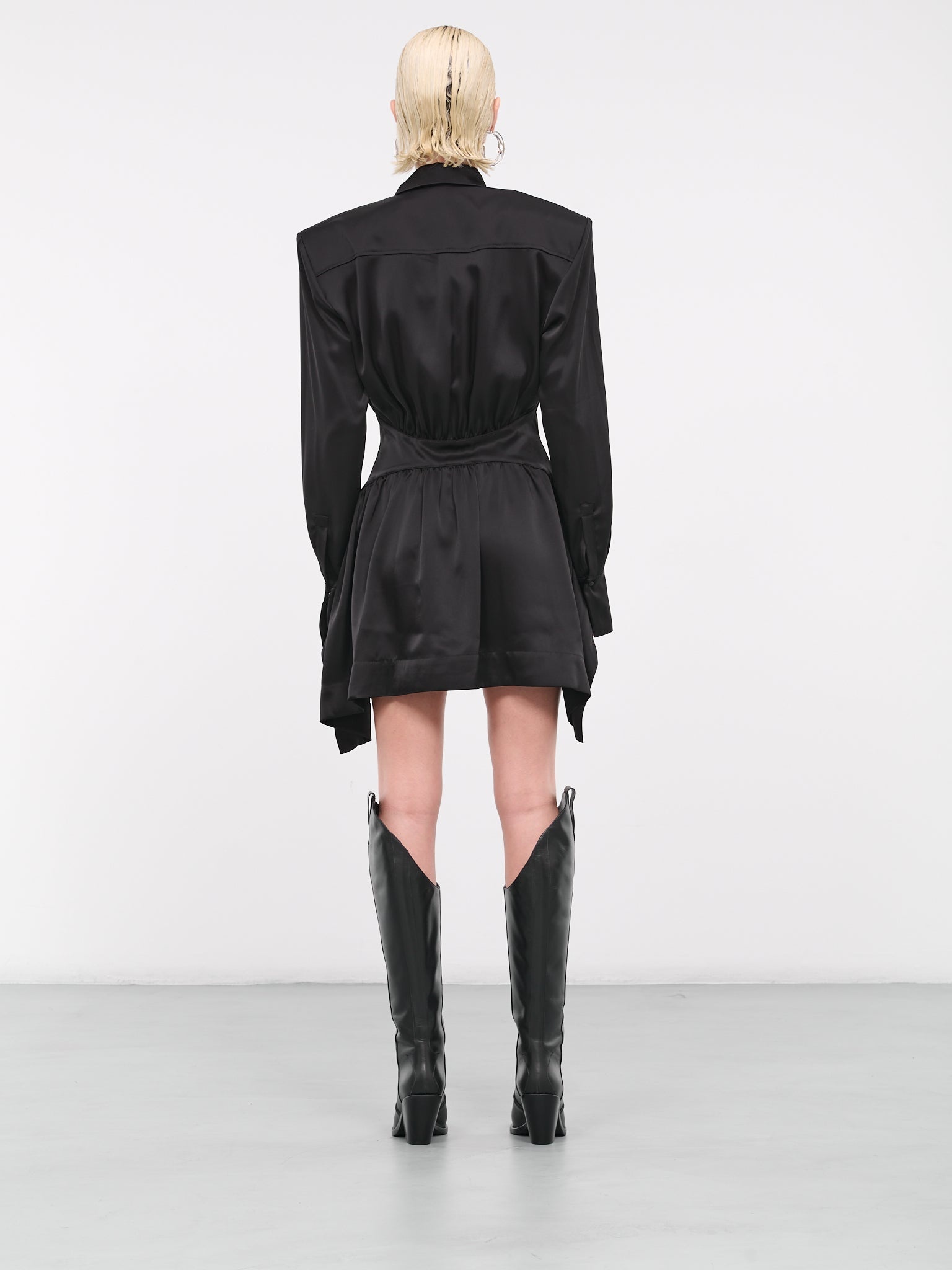 Satin Shirt Dress - 3
