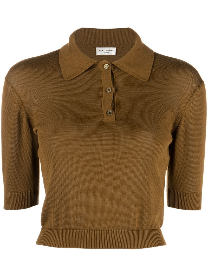 cropped cotton polo-shirt - 1