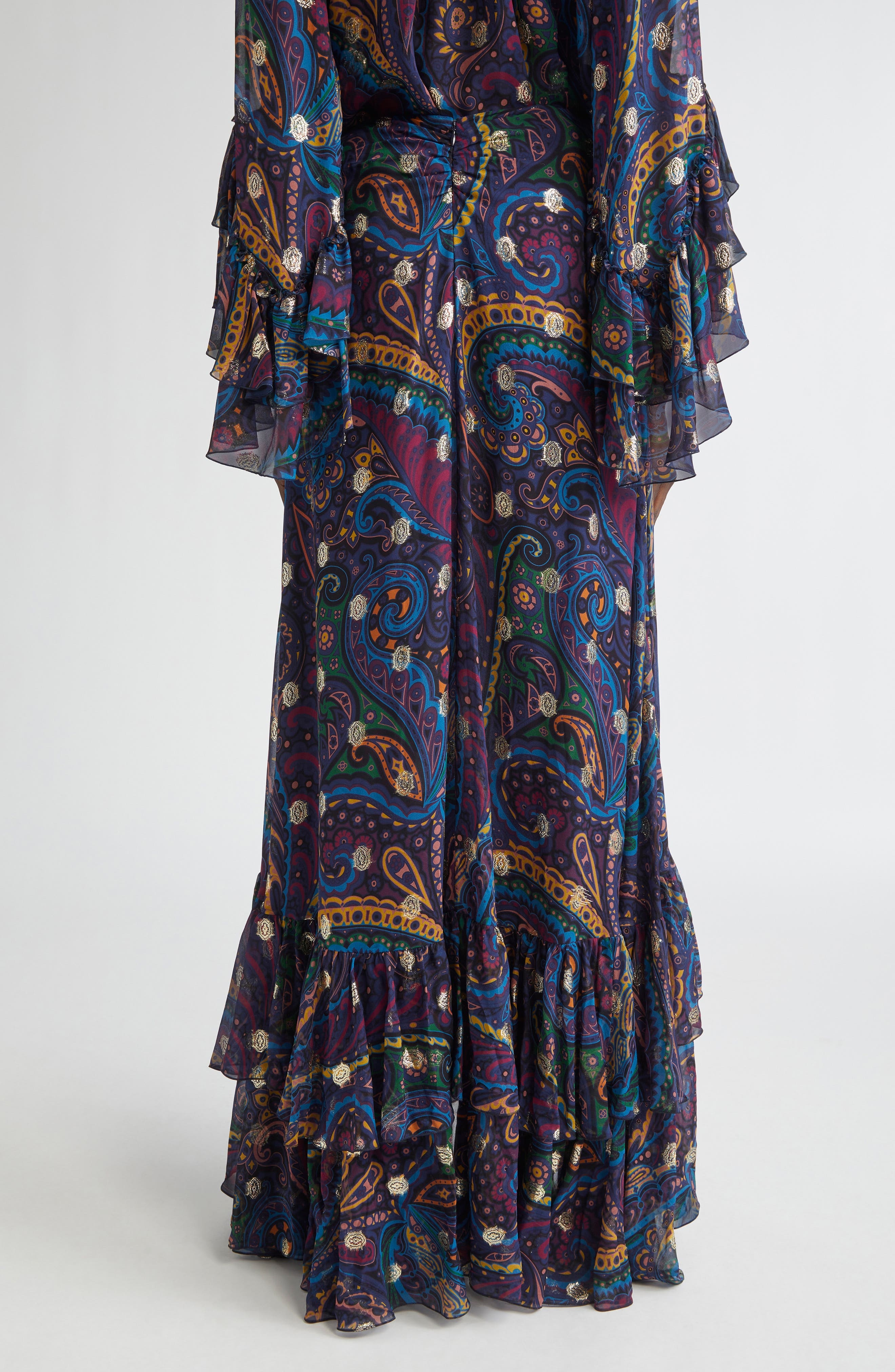 Etro Metallic Paisley Silk Maxi Skirt in Printed Pink Base at Nordstrom - 3