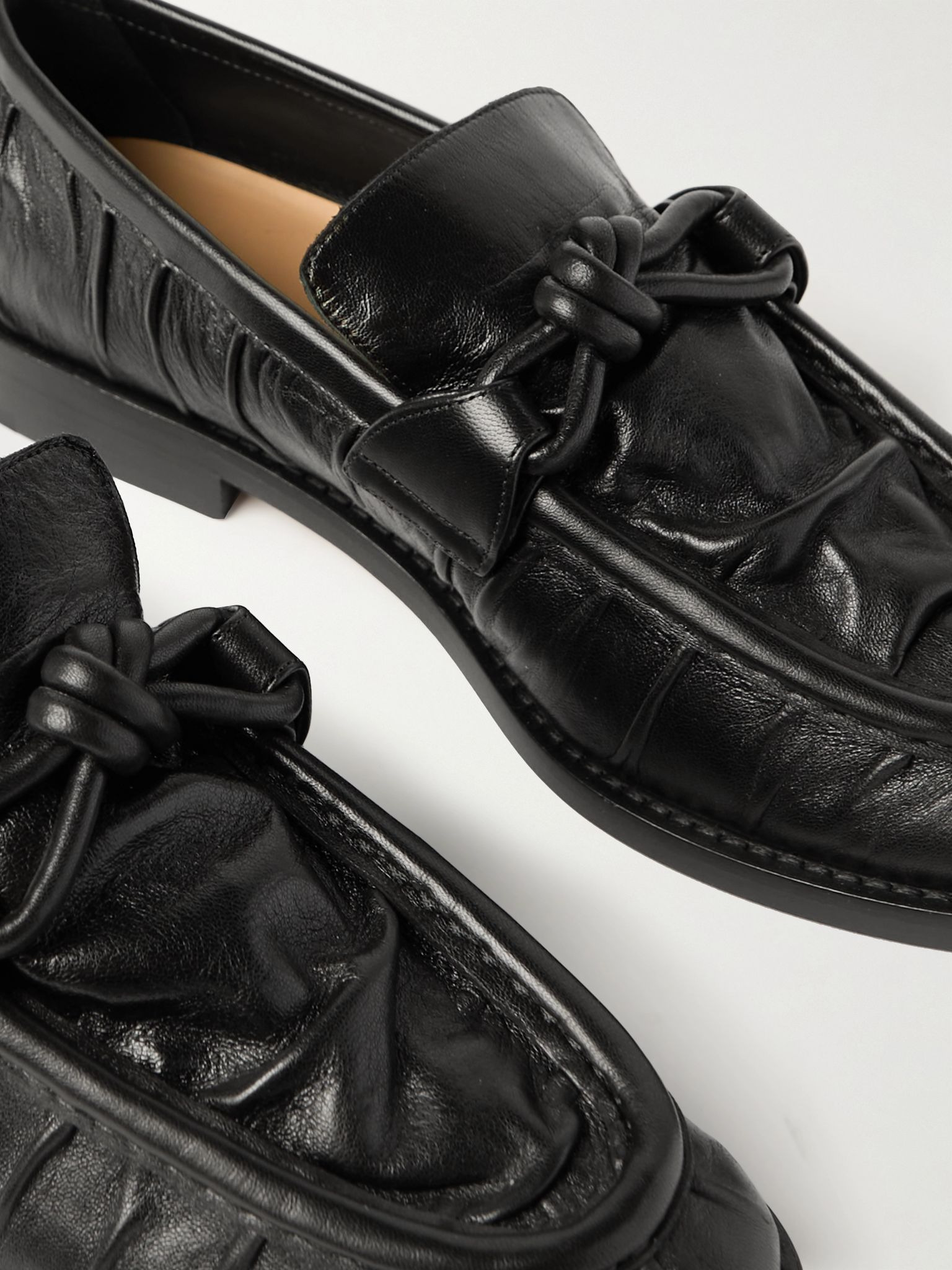 Astaire knotted crinkled-leather loafers Black - 4