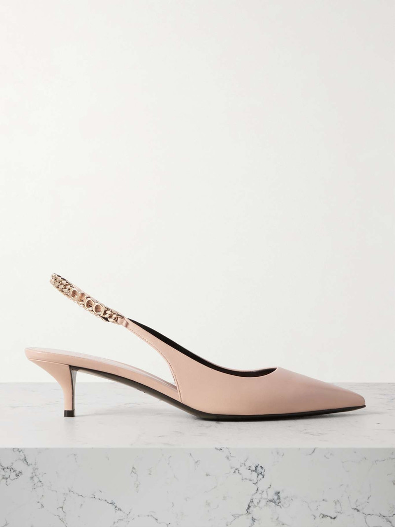 Signoria embellished leather slingback pumps 1