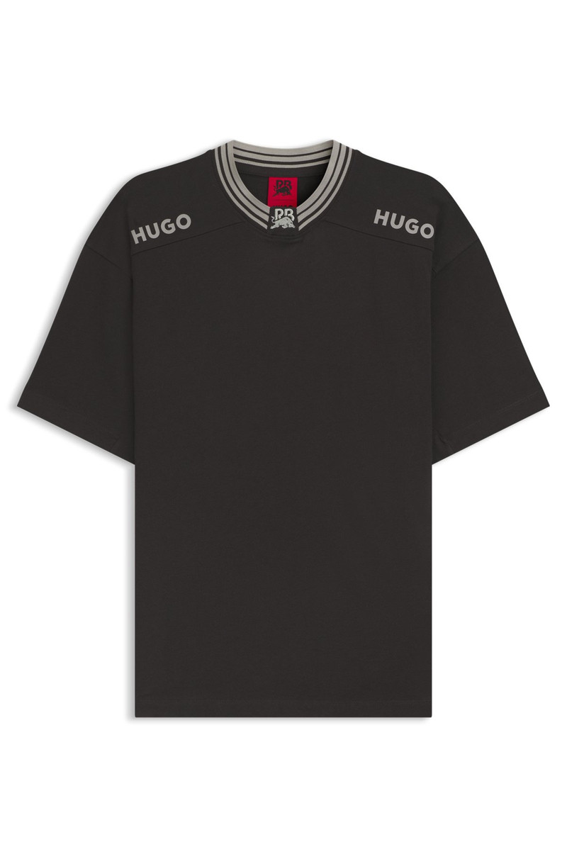 HUGO X RB COTTON T-SHIRT WITH TIPPING AND LOGOS 1