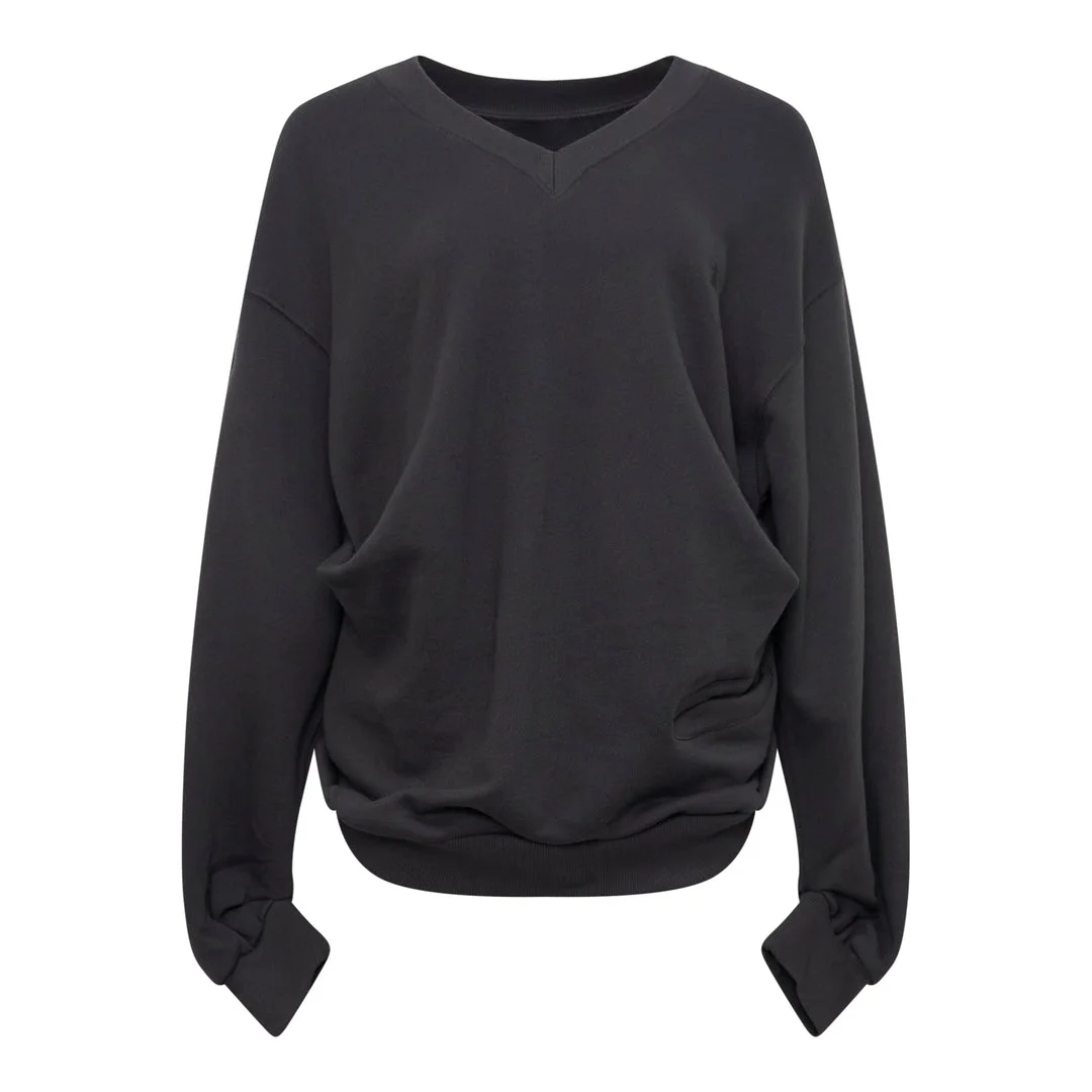 Slouchy V-Neck Sweatshirt - 1