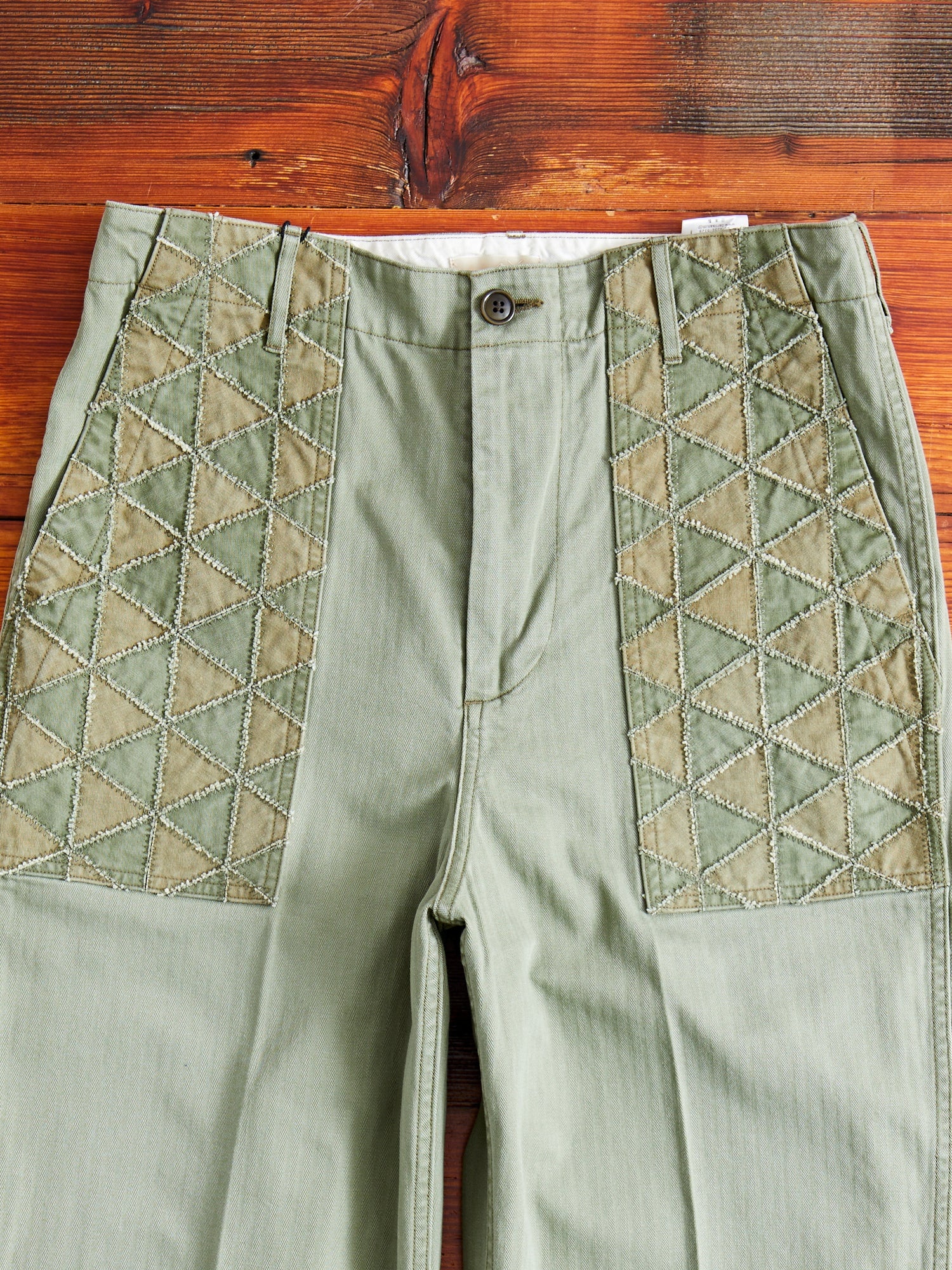 MSP-1014 Tsugihagi Baker Pants in Army Green - 3