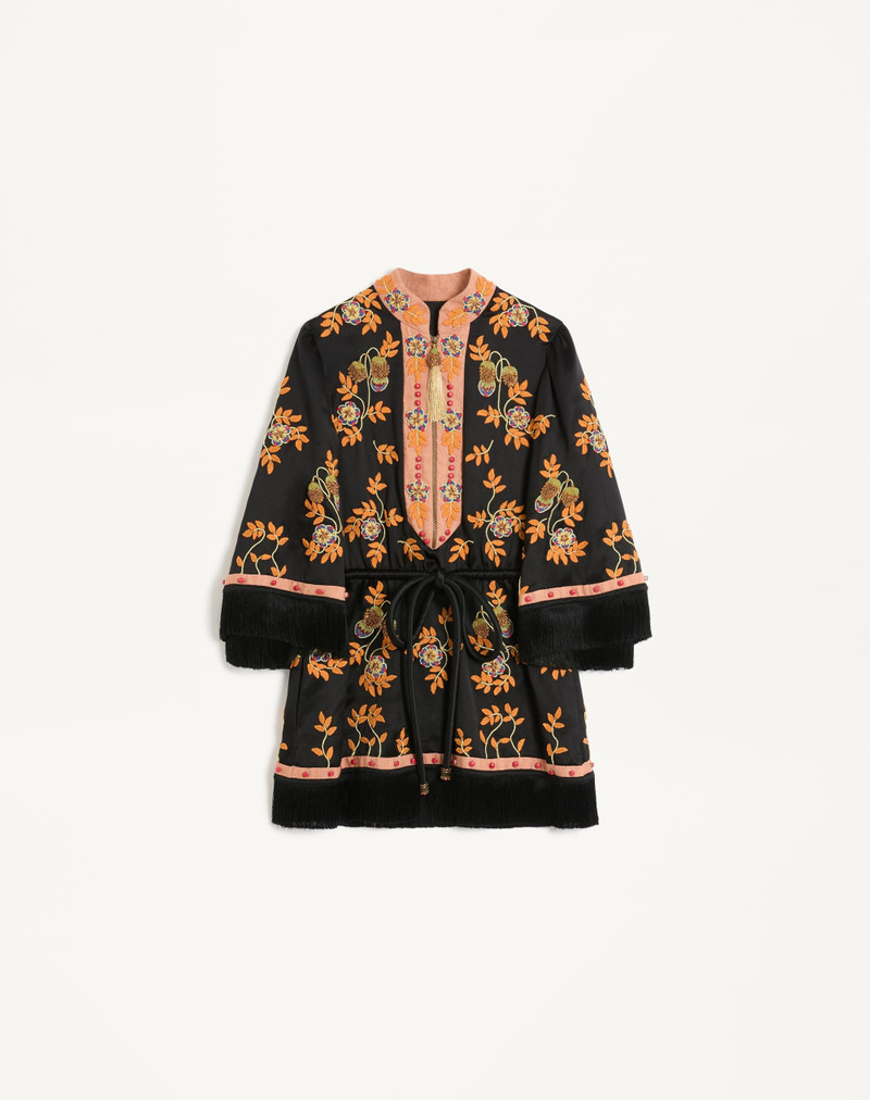 SHORT DRESS IN EMBROIDERED WASHED DOUBLE DUCHESSE 1