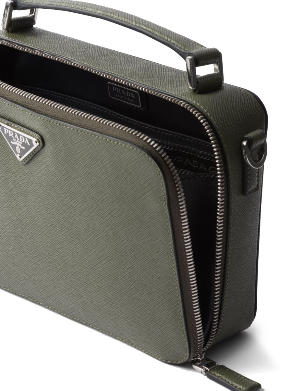 Saffiano medium enamel triangle logo two-way bag - 5