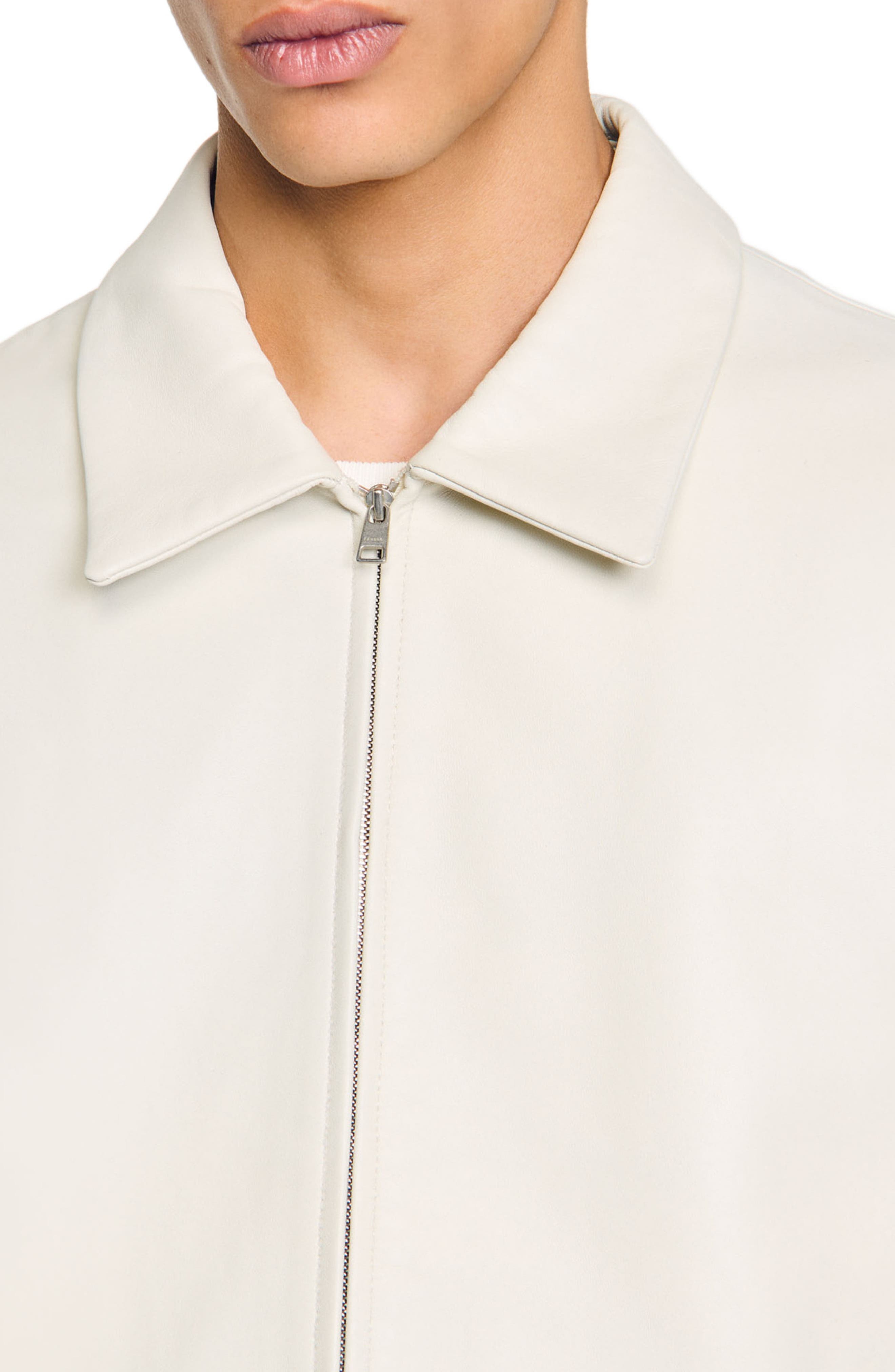 SANDRO Leather jacket in Aluminum at Nordstrom - 4