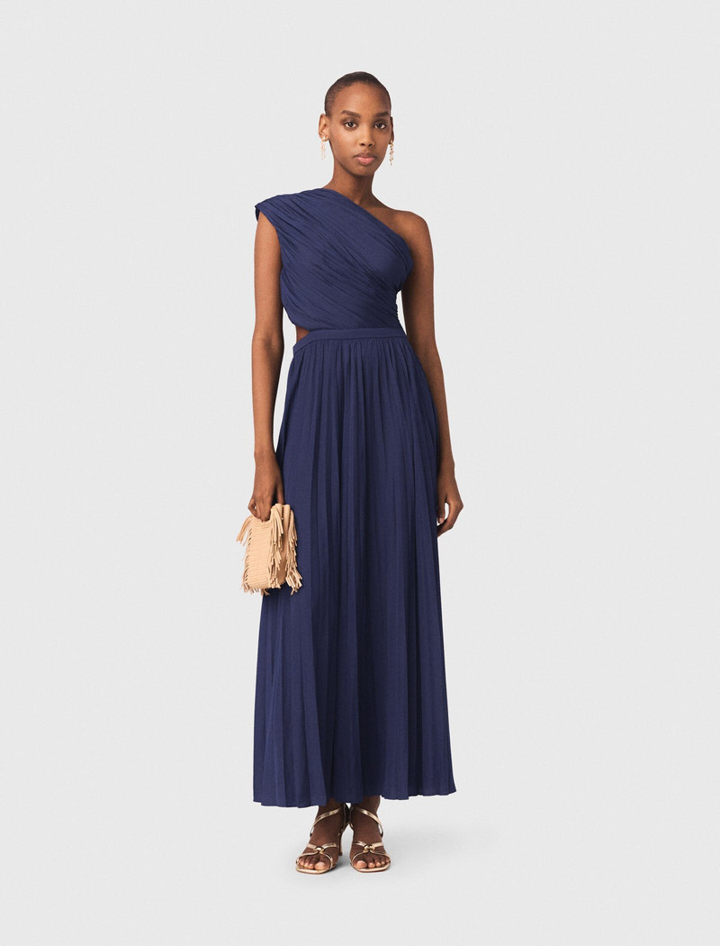 maje Asymmetrical pleated maxi dress outlook