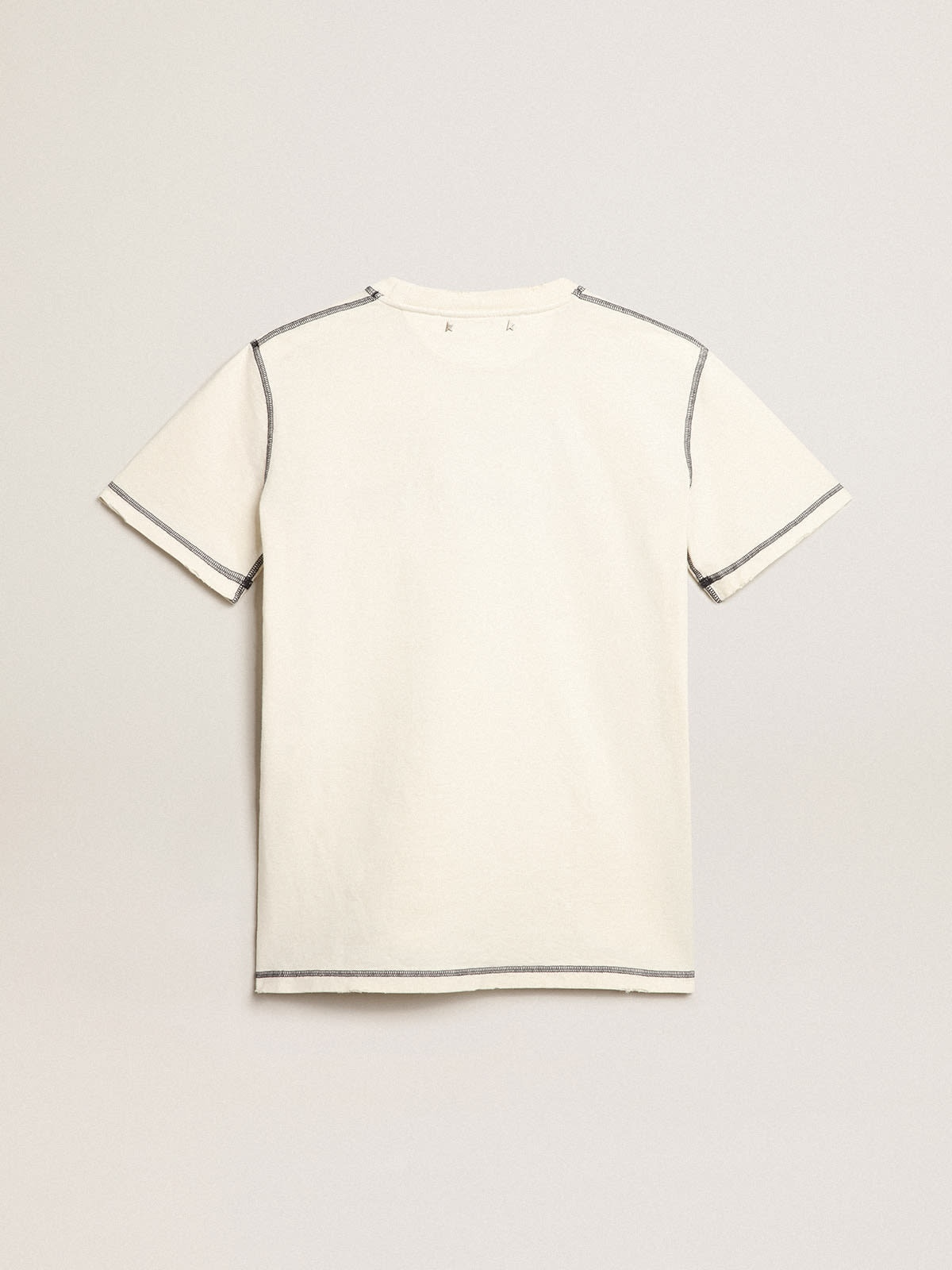 White T-shirt with blue embroidered lettering - 6