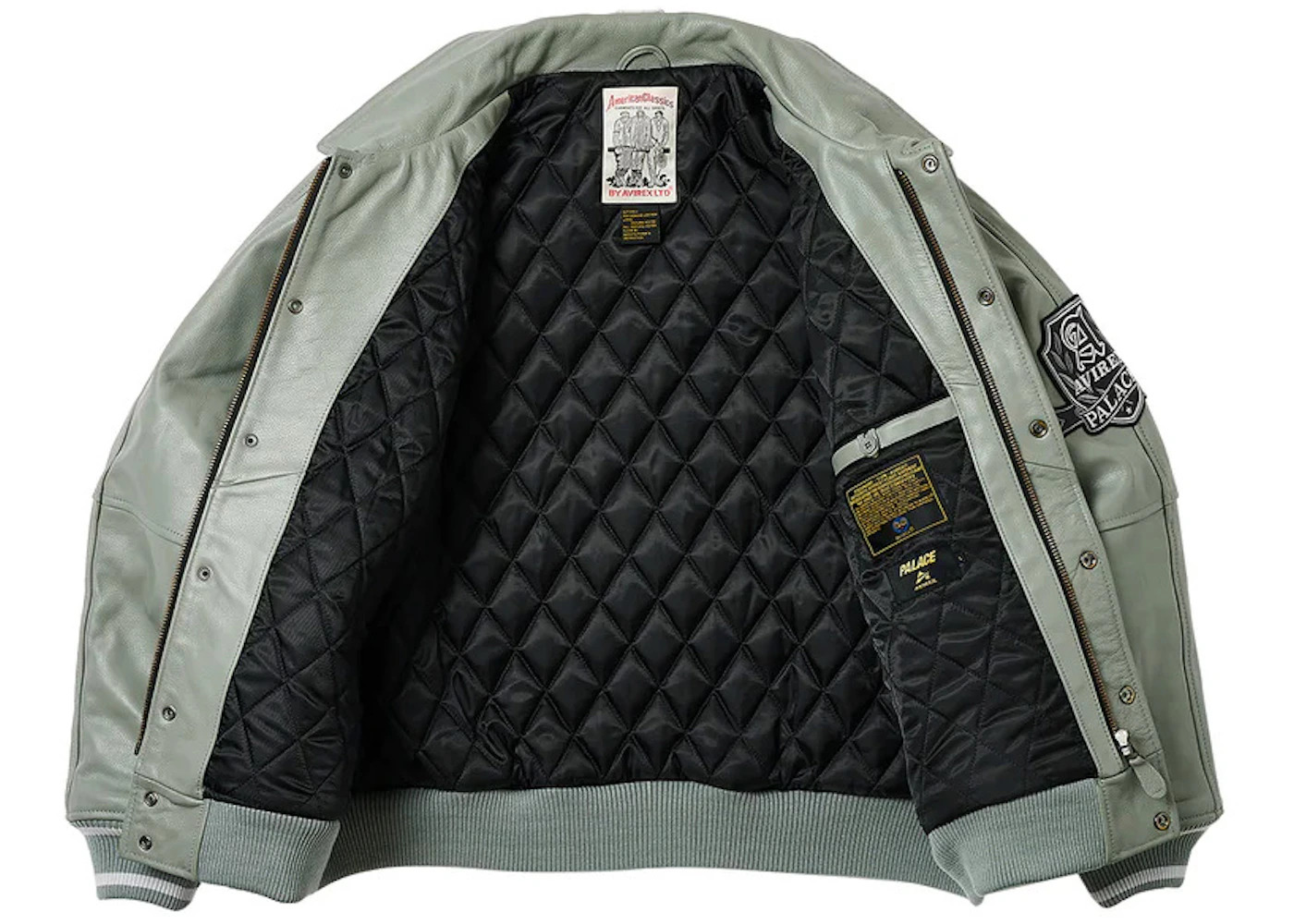 Palace Avirex Leather Jacket Grey - 2